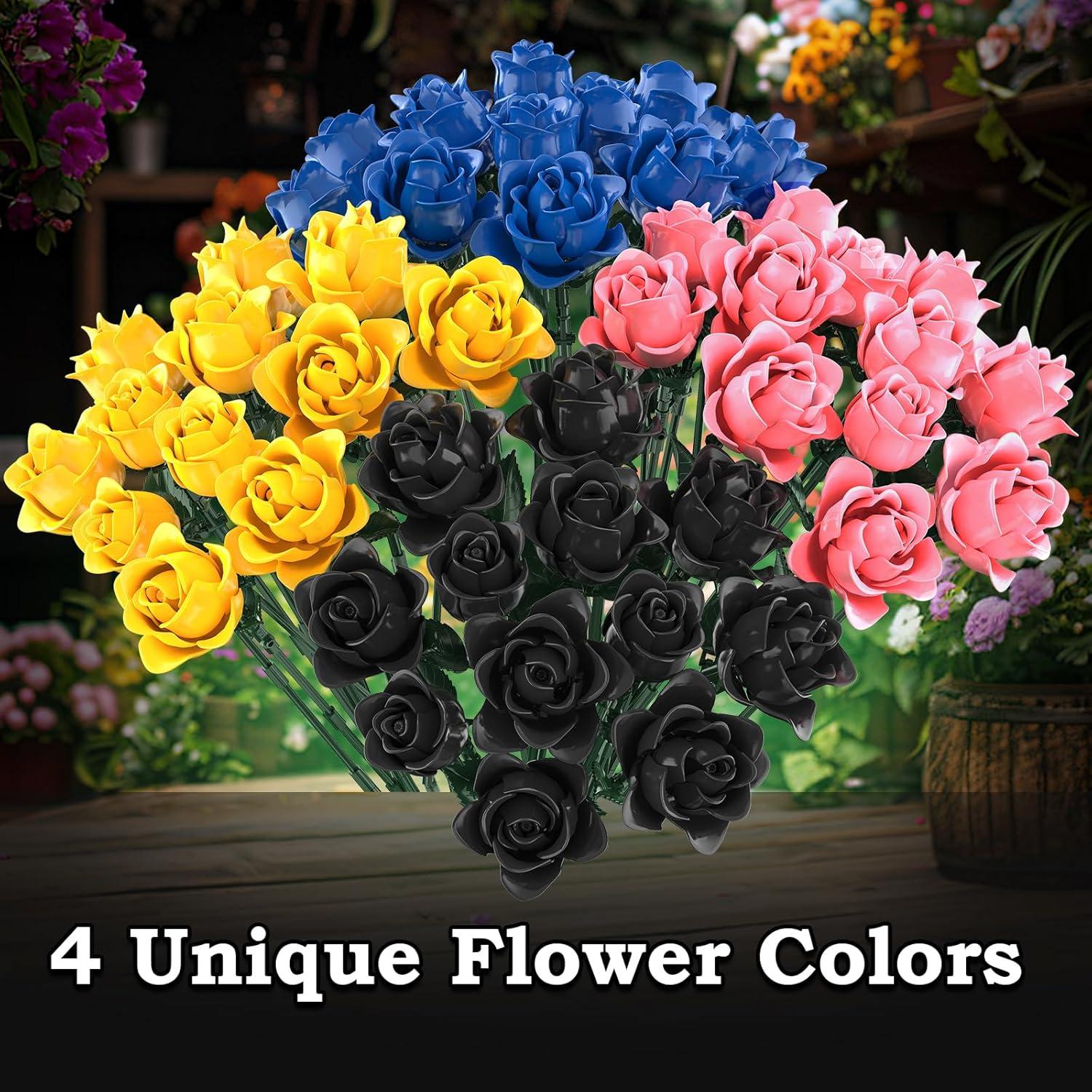 Set de Bloques de Construcción 12 Rosas Negras HAYXUN 585 PCS