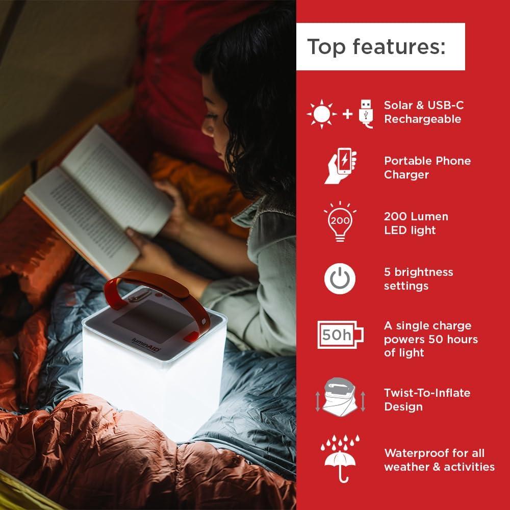 Linterna Solar LuminAID Max QI 200 Lúmenes Cargador USB