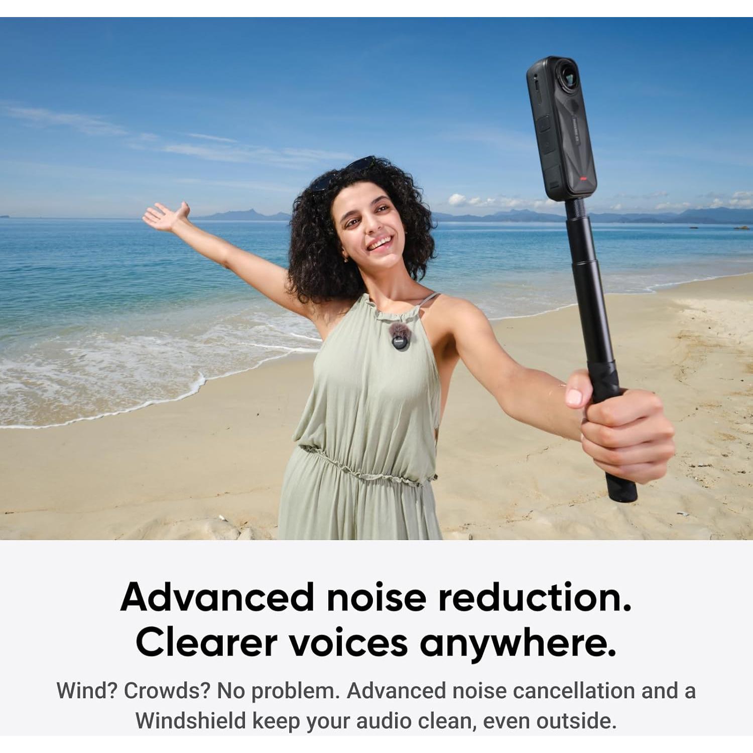 Insta360 Mic Air (1 TX + 1 RX), Noise Cancelling, 300m Range, Wireless Microphone for USB-C iPhone/Android/PC/Mac, Vlog, Streaming