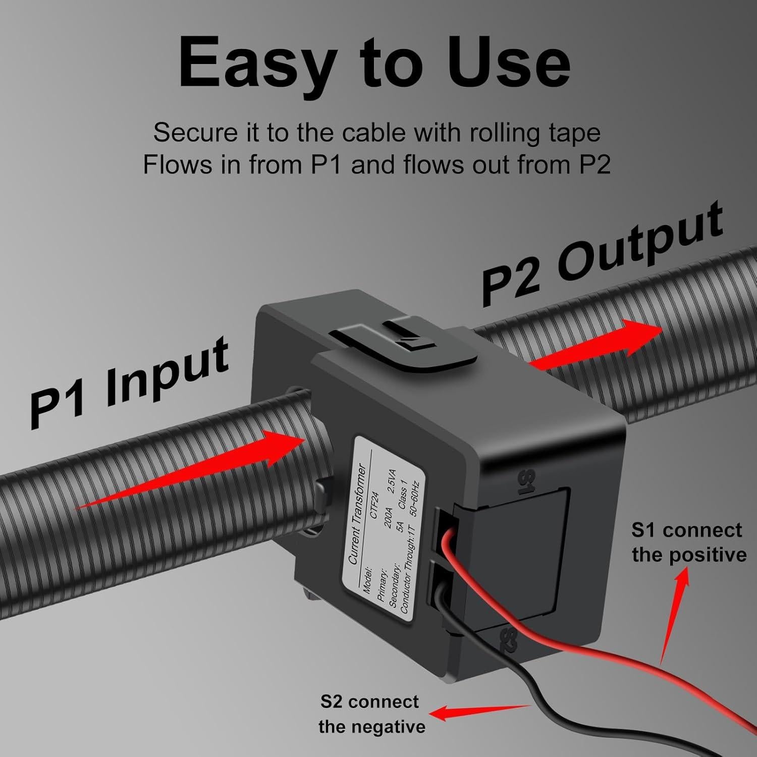 Sensor de Transformador de Corriente 200A Elenzk 24mm Precisión 1.0
