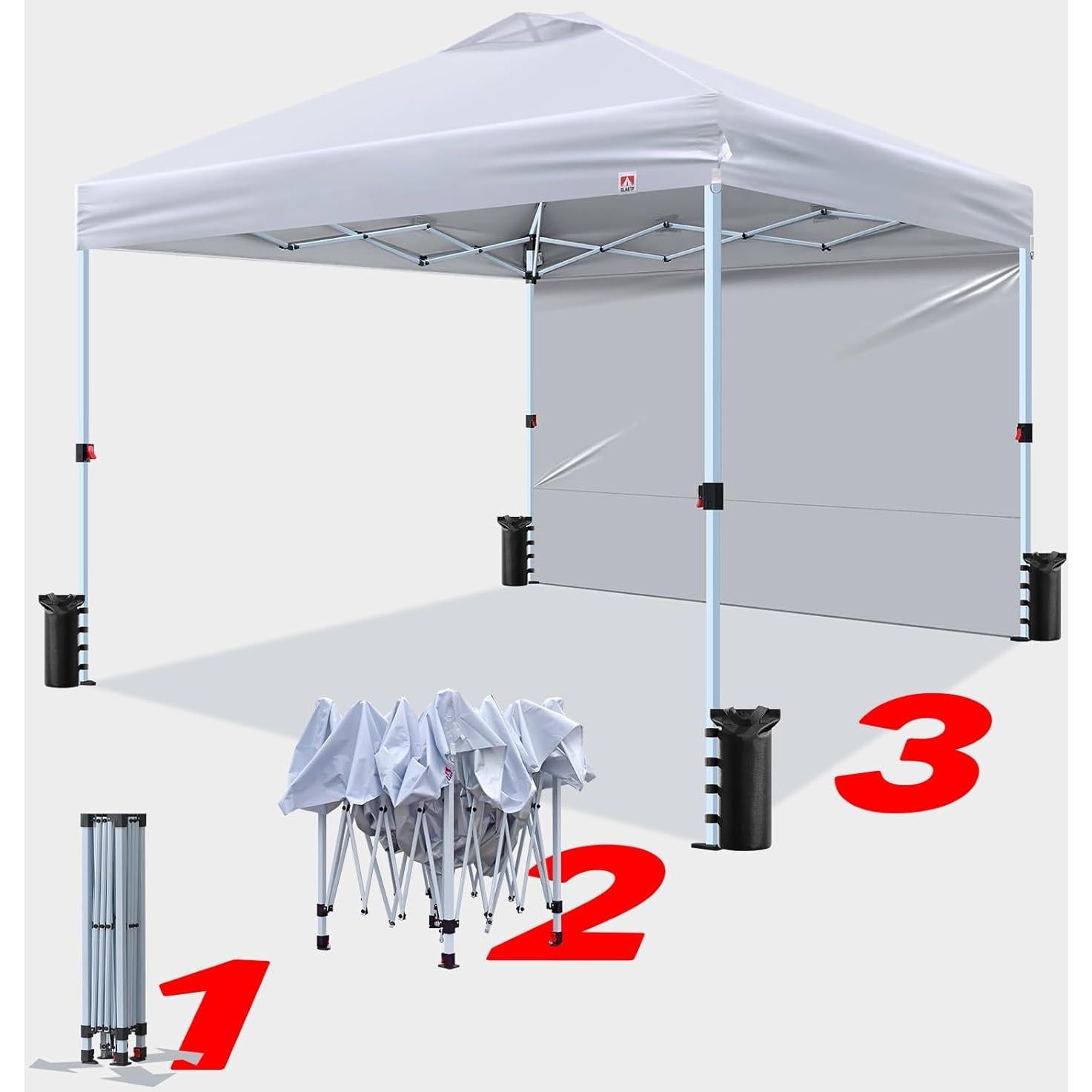 Carpa Pop-Up CLAETF 10x10 Blanca con Paredes Laterales