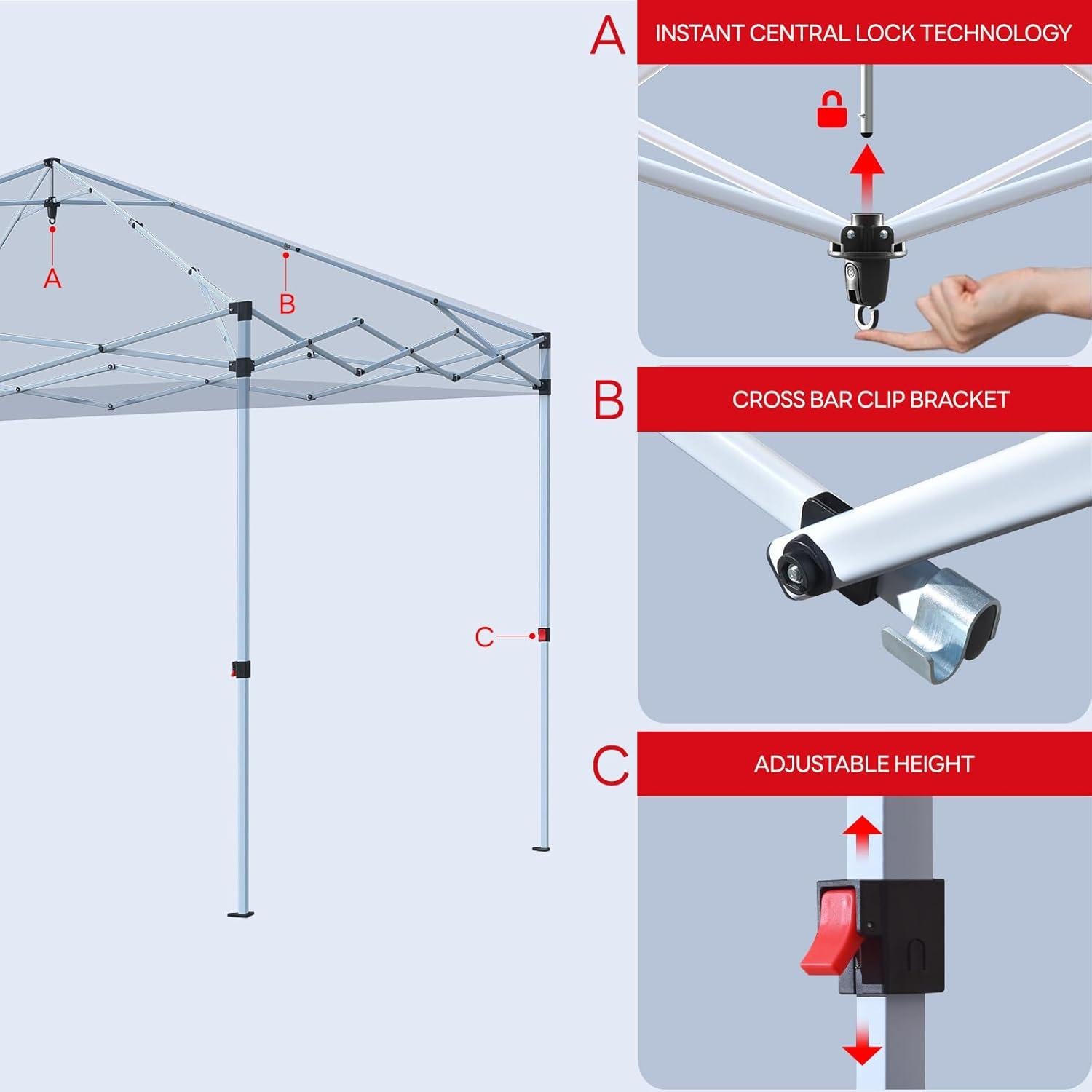 Carpa Pop-Up CLAETF 10x10 Blanca con Paredes Laterales