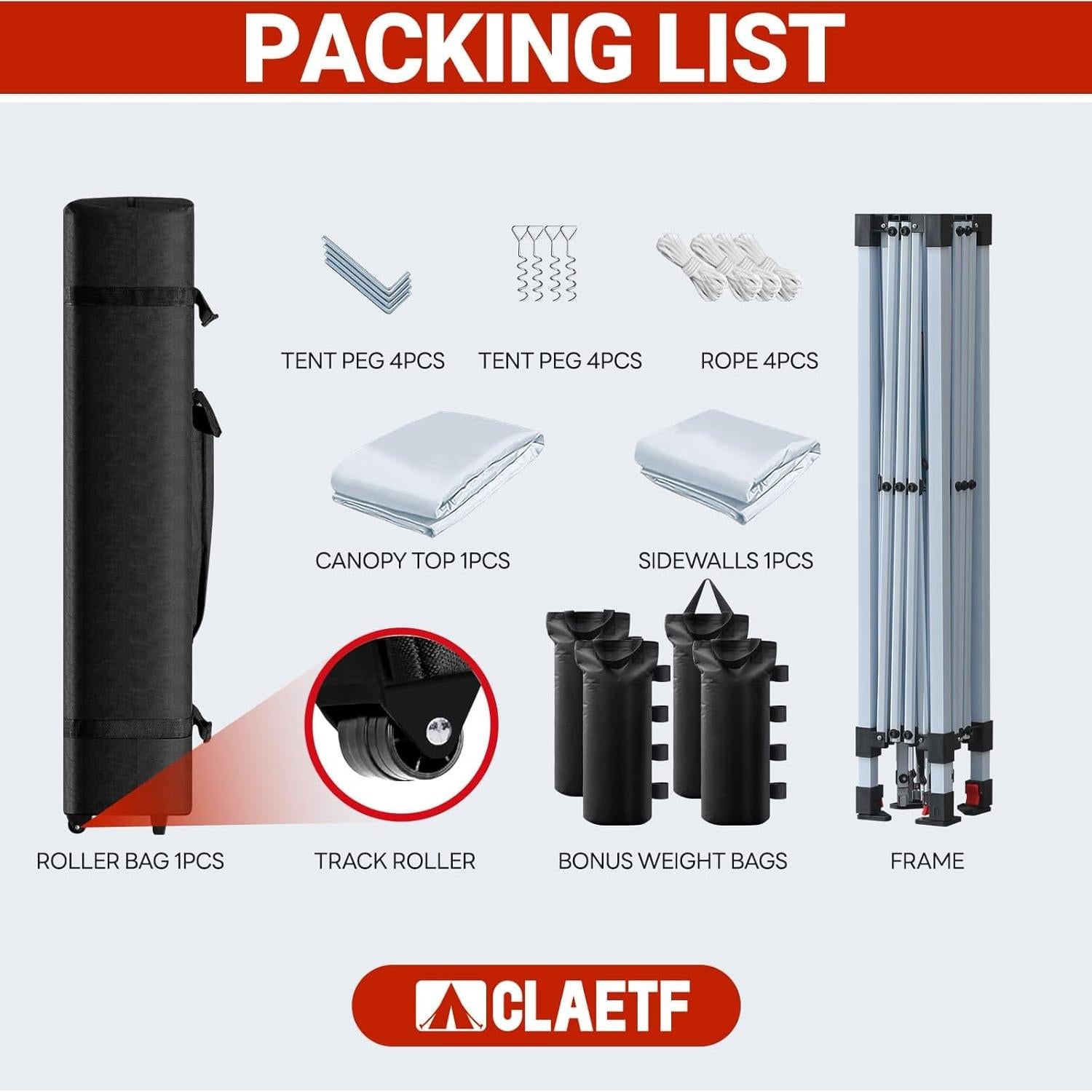 Carpa Pop-Up CLAETF 10x10 Blanca con Paredes Laterales