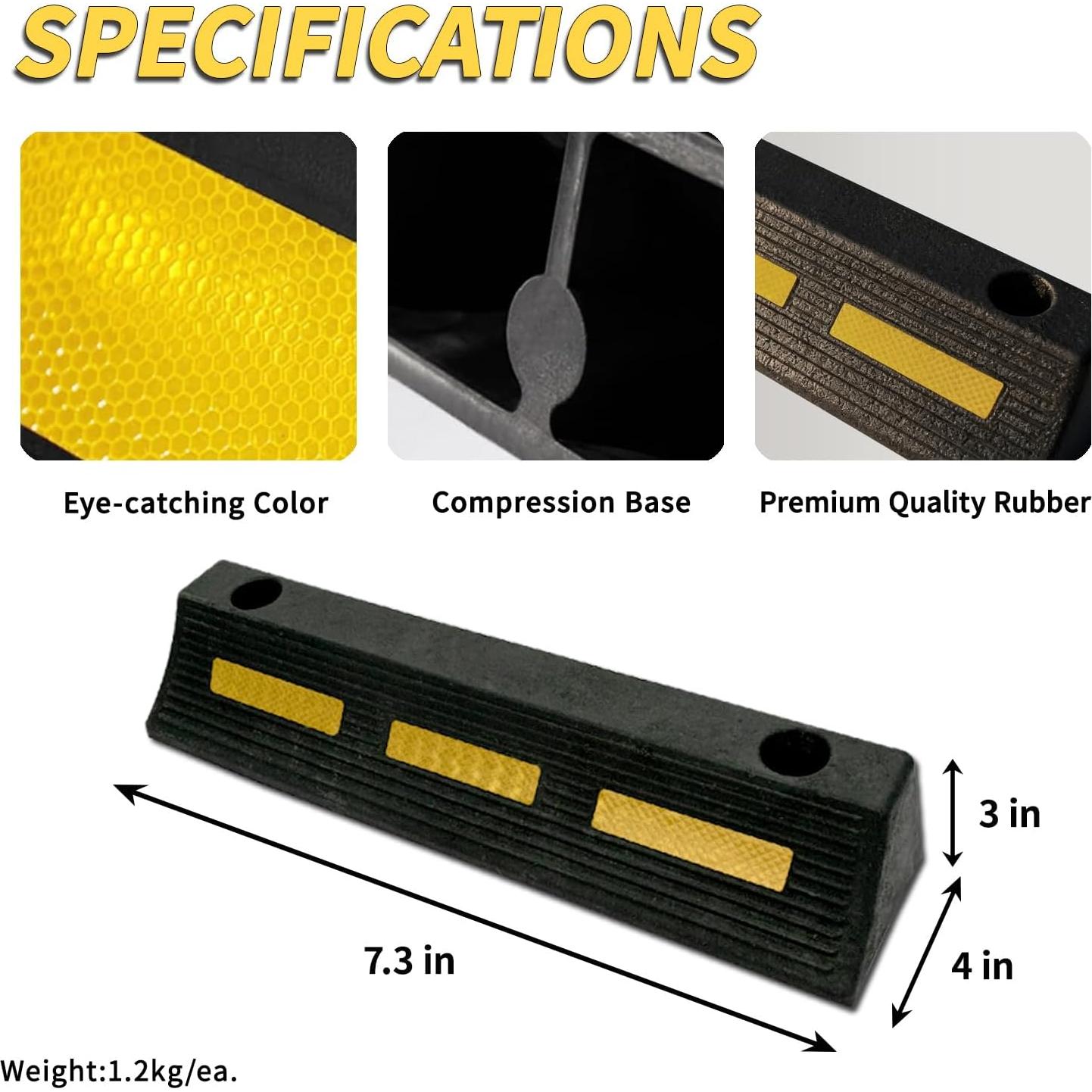 Tope de Estacionamiento WECARLLE 3"H Goma Alta Resistencia