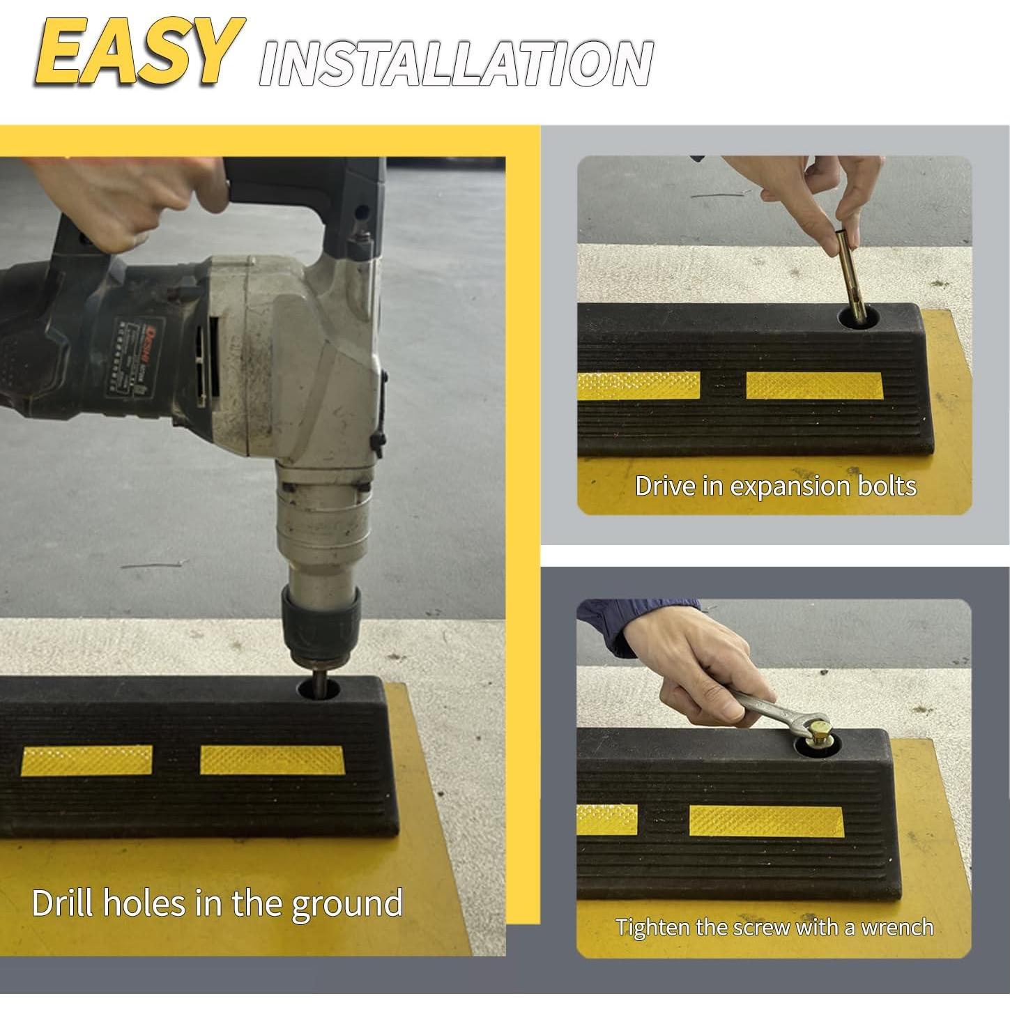 Tope de Estacionamiento WECARLLE 3"H Goma Alta Resistencia