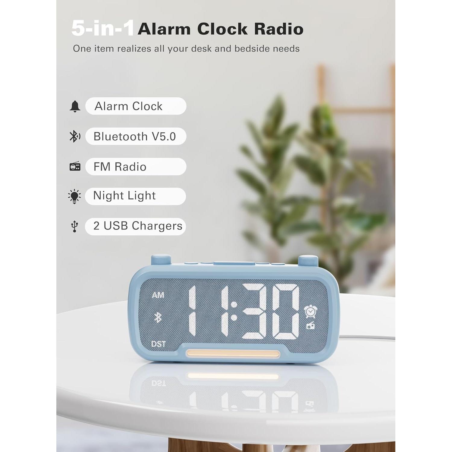 Reloj Despertador Digital Mesqool con Bluetooth y Cargadores USB