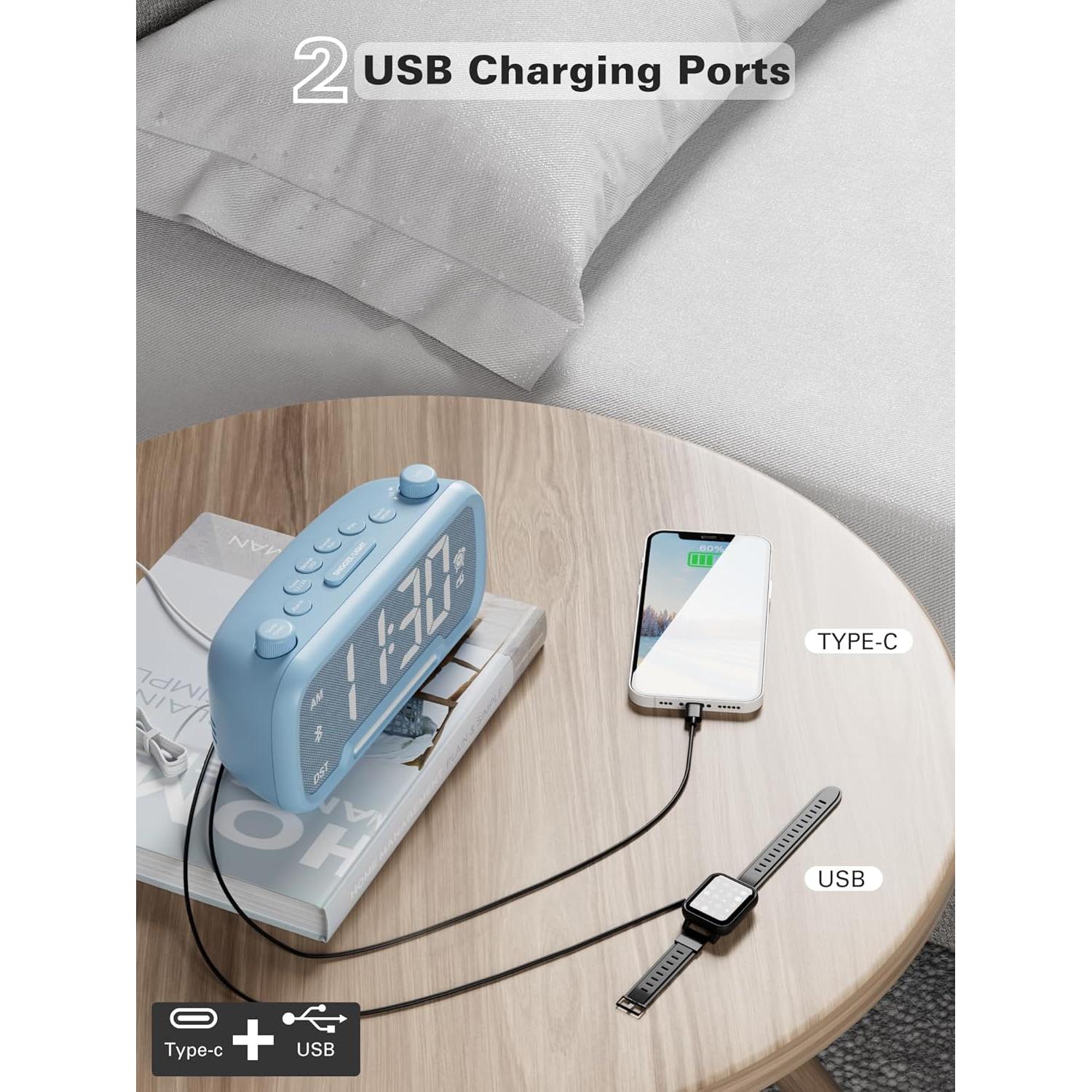 Reloj Despertador Digital Mesqool con Bluetooth y Cargadores USB