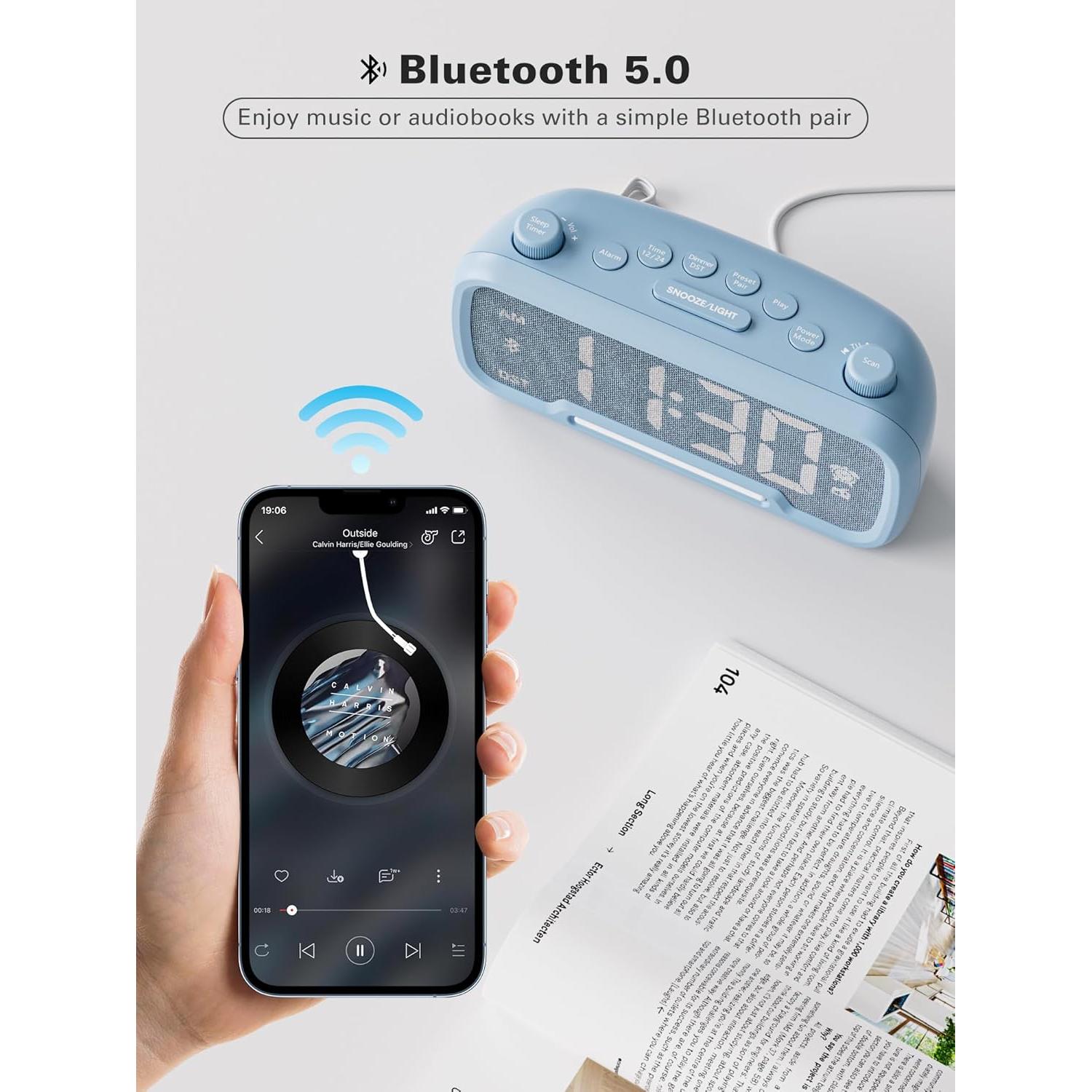Reloj Despertador Digital Mesqool con Bluetooth y Cargadores USB