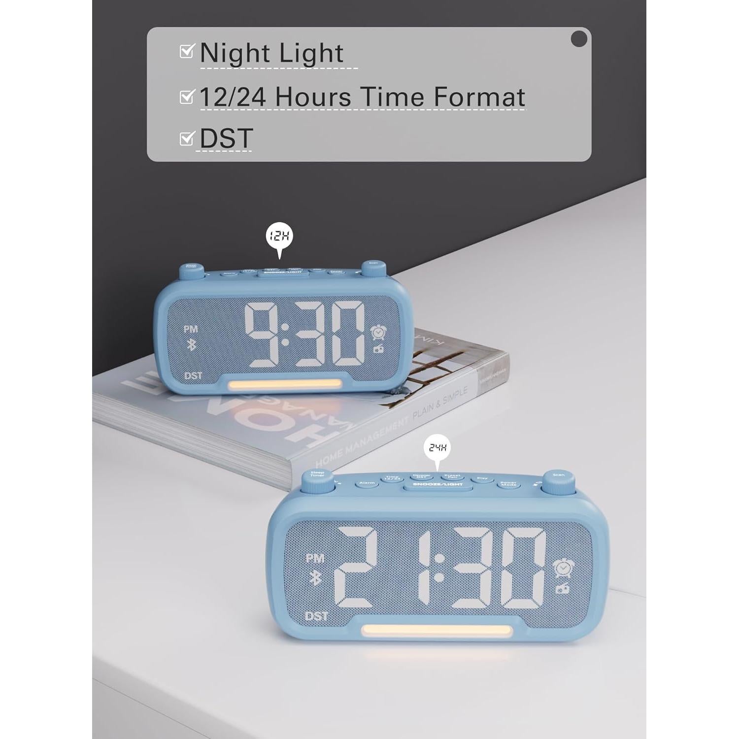 Reloj Despertador Digital Mesqool con Bluetooth y Cargadores USB