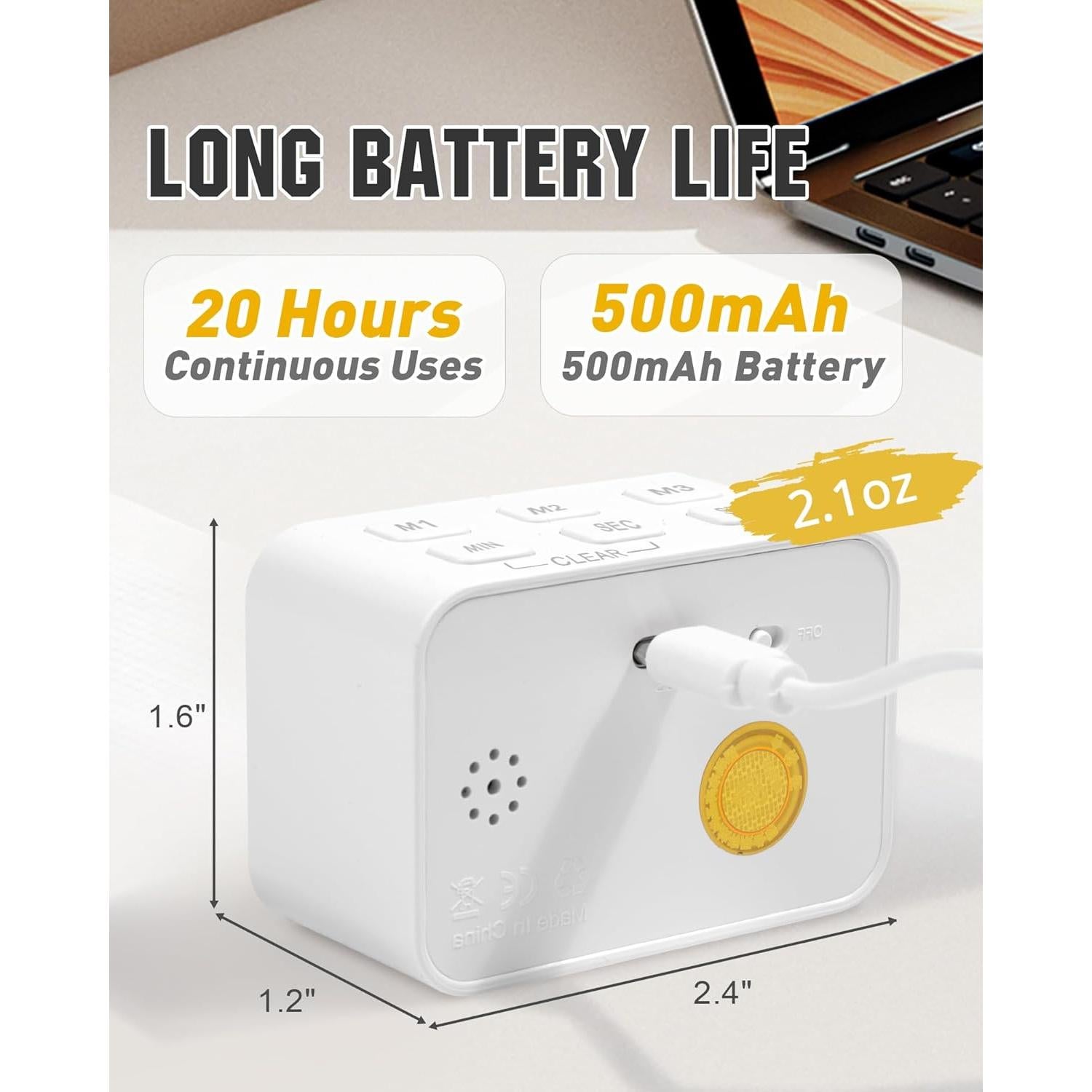 Temporizador Pomodoro Digital TPNEG Blanco Recargable USB