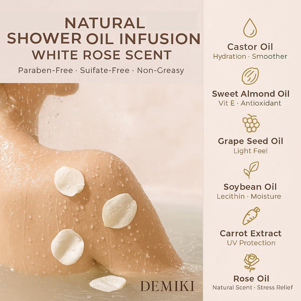 Gel de Ducha Hidratante DEMIKI 295ml - Aceite Natural para Piel Suave