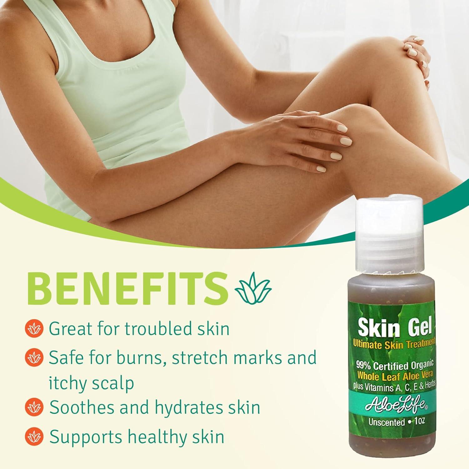 Gel de Piel Aloe Life 99% Aloe Vera Orgánico 28.35g Sin Fragancia