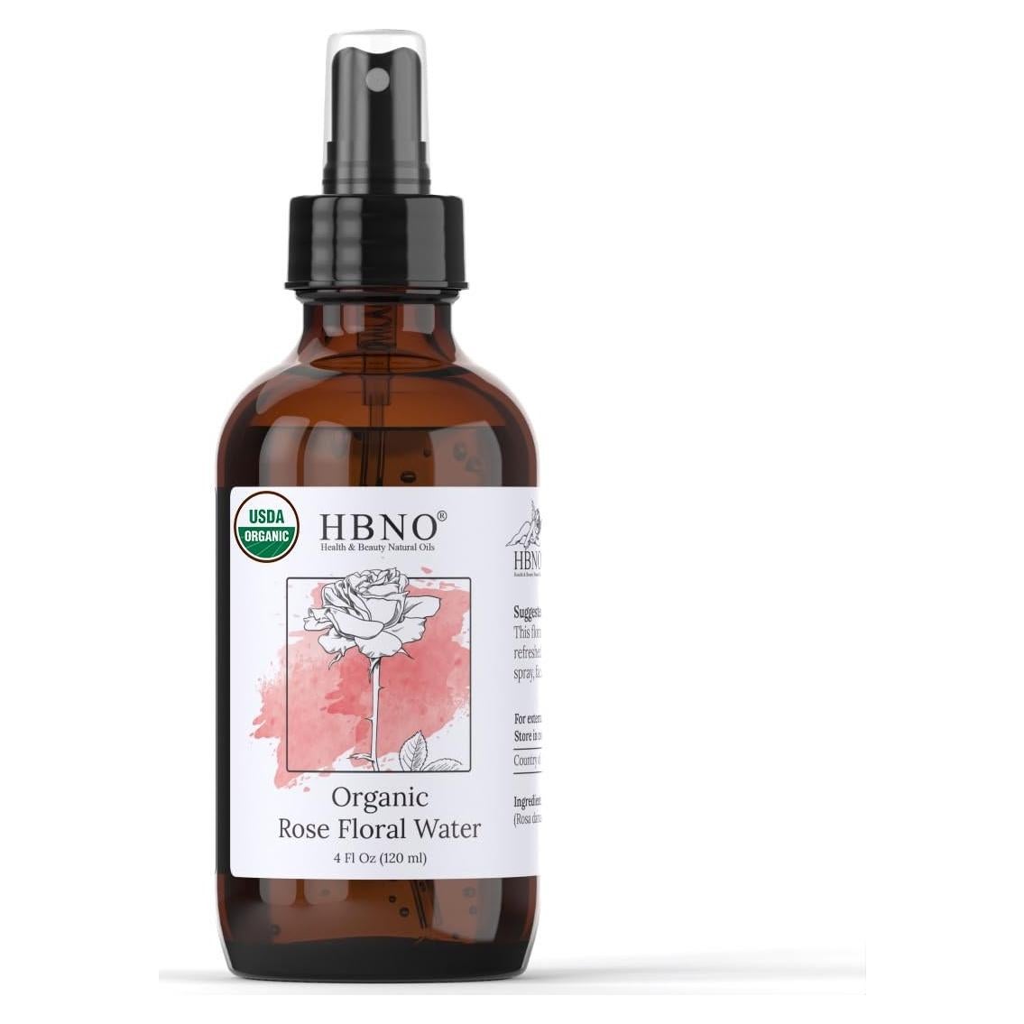 Agua de Rosa Orgánica HBNO 120ml - Spray Facial y Capilar