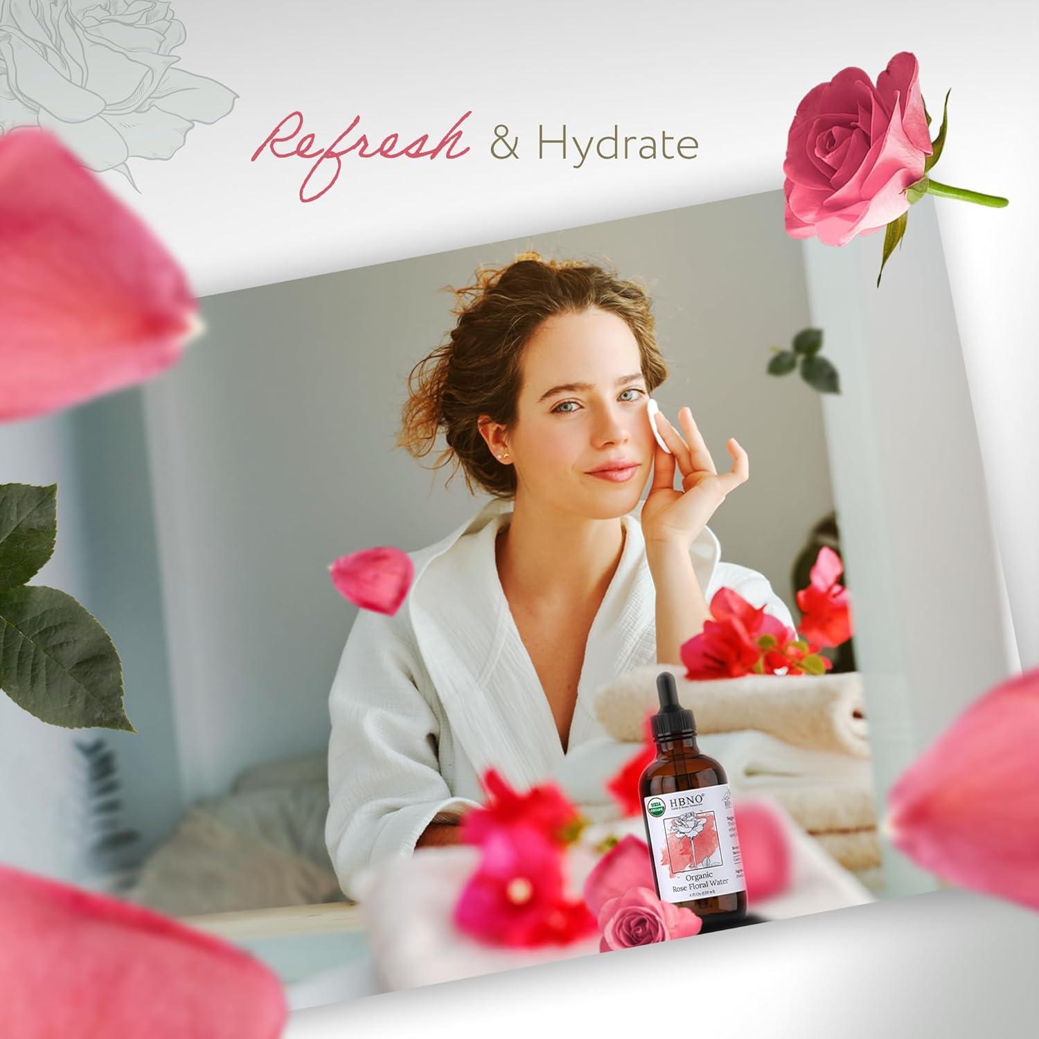Agua de Rosa Orgánica HBNO 120ml - Spray Facial y Capilar
