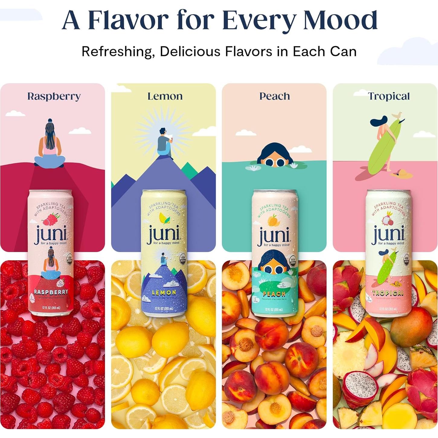 Bebida Espumosa Adaptógena Juni Limón 12 Paquetes 355ml