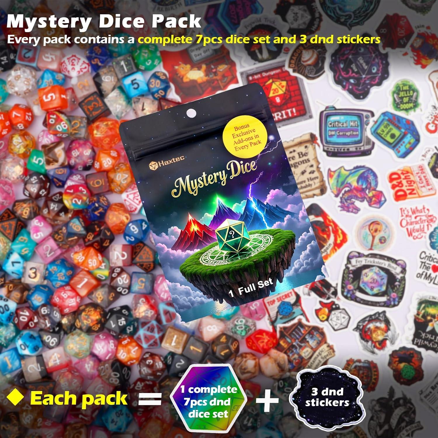 Conjunto de Dados Poliedricos Haxtec DND 7 Piezas con Pegatinas