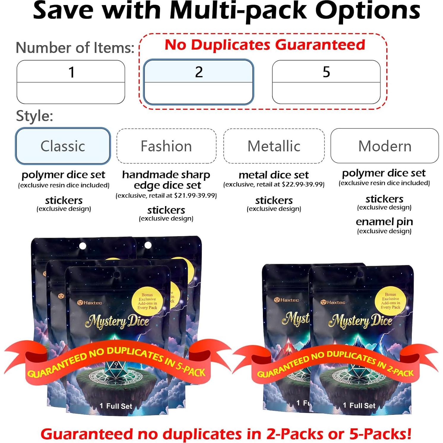 Conjunto de Dados Poliedricos Haxtec DND 7 Piezas con Pegatinas