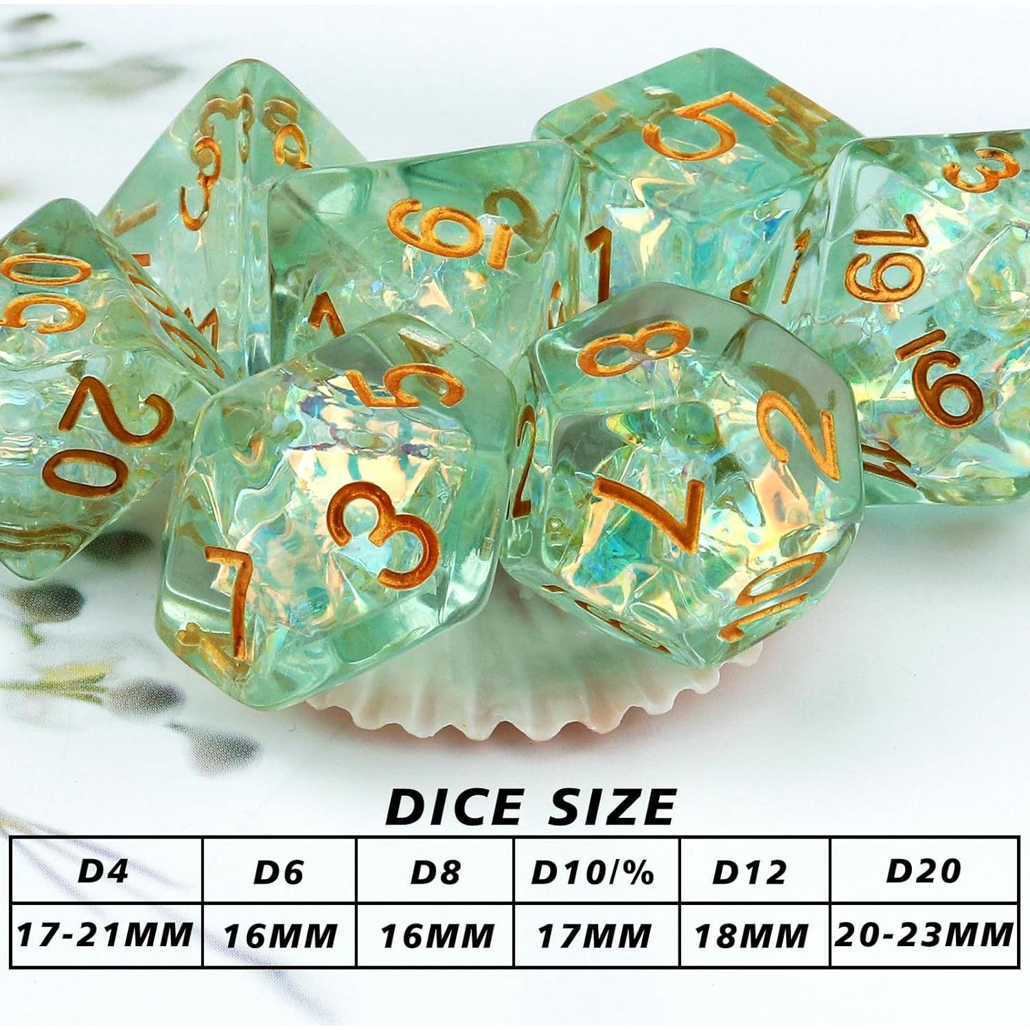 Conjunto de Dados Poliedricos Haxtec DND 7 Piezas con Pegatinas