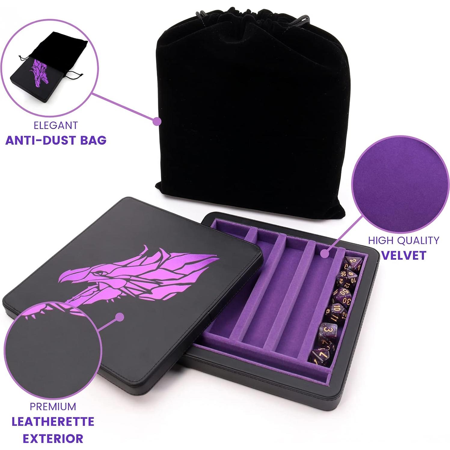 Bandeja de Dados Guarida Dados Púrpura con Tapa Magnética 17.78 cm