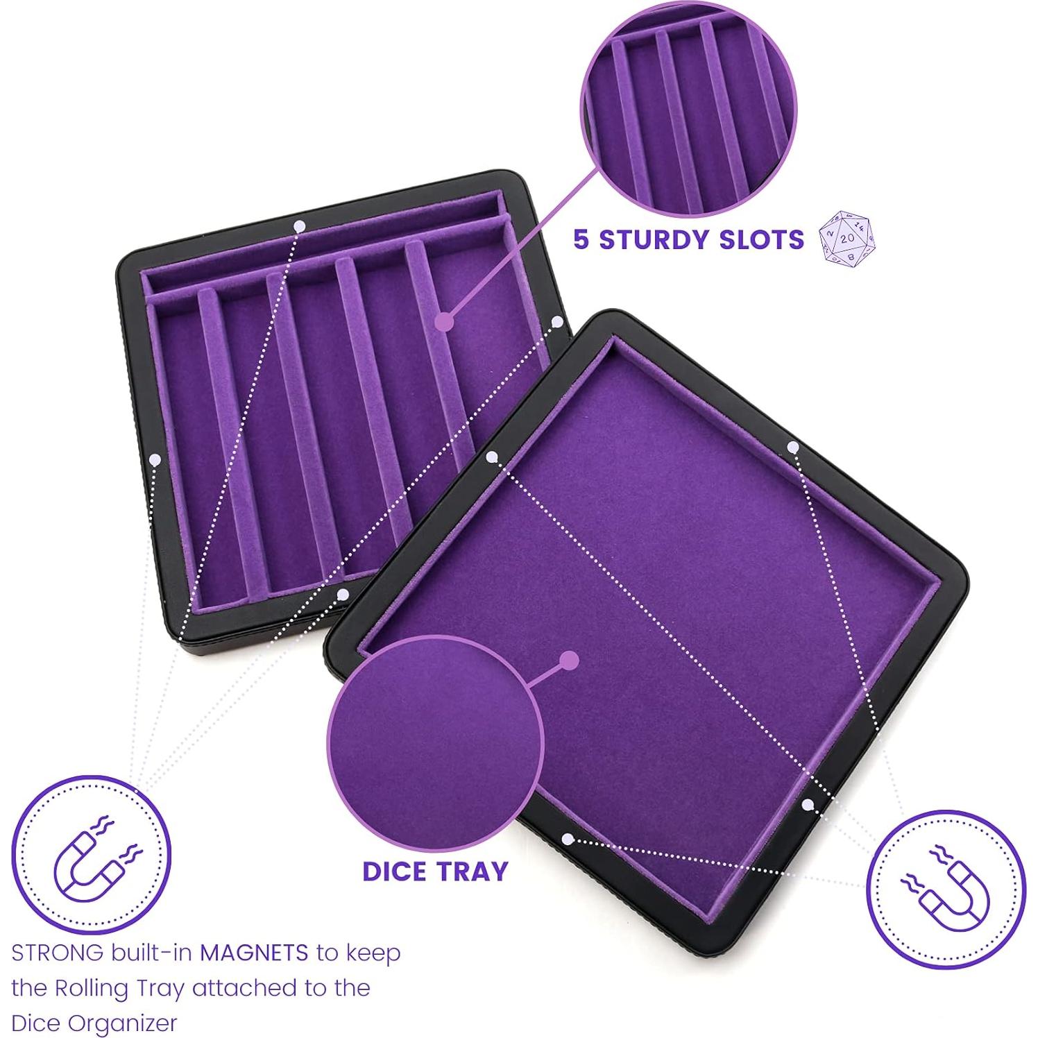 Bandeja de Dados Guarida Dados Púrpura con Tapa Magnética 17.78 cm