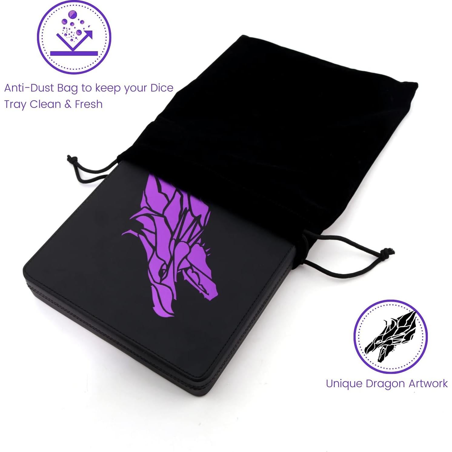 Bandeja de Dados Guarida Dados Púrpura con Tapa Magnética 17.78 cm