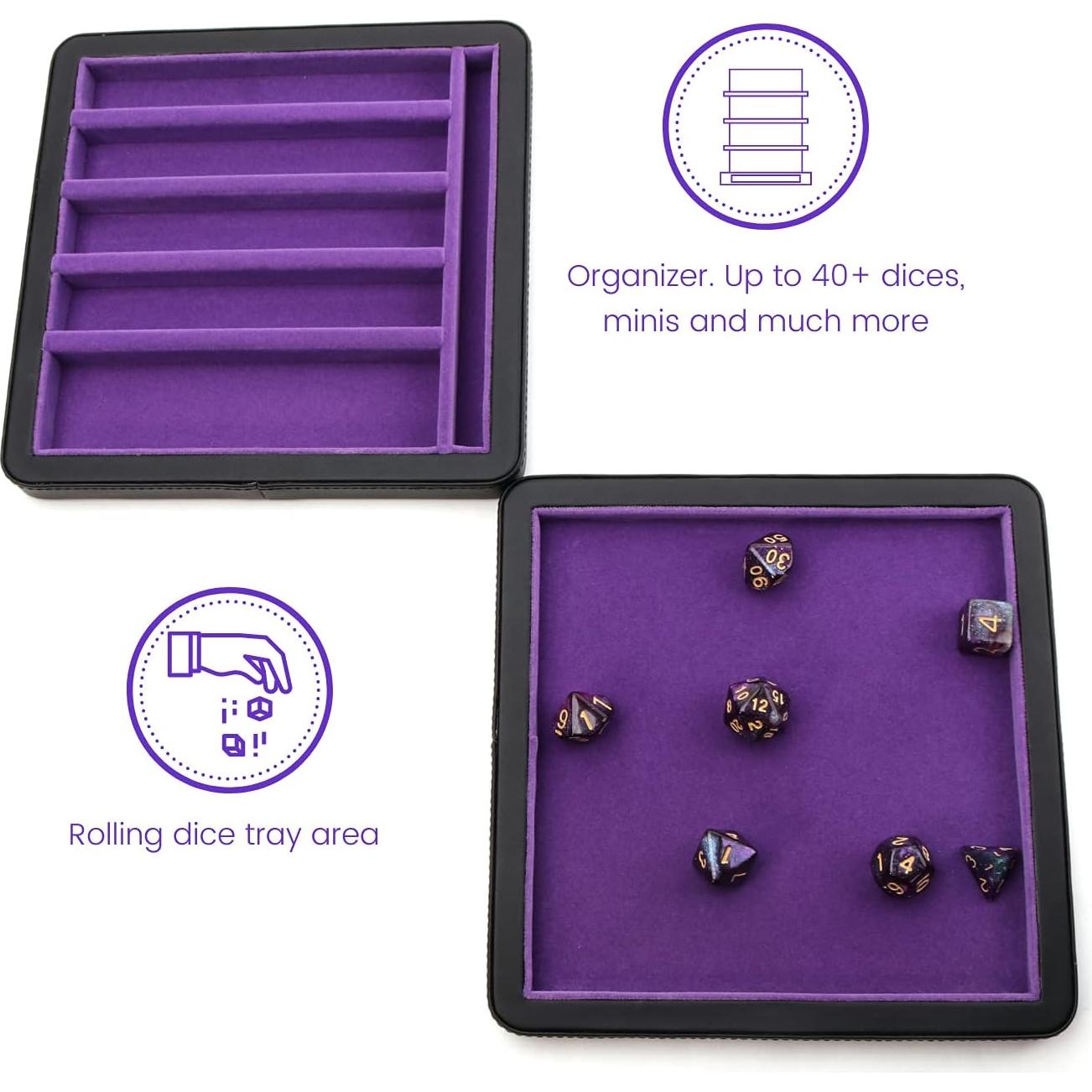 Bandeja de Dados Guarida Dados Púrpura con Tapa Magnética 17.78 cm