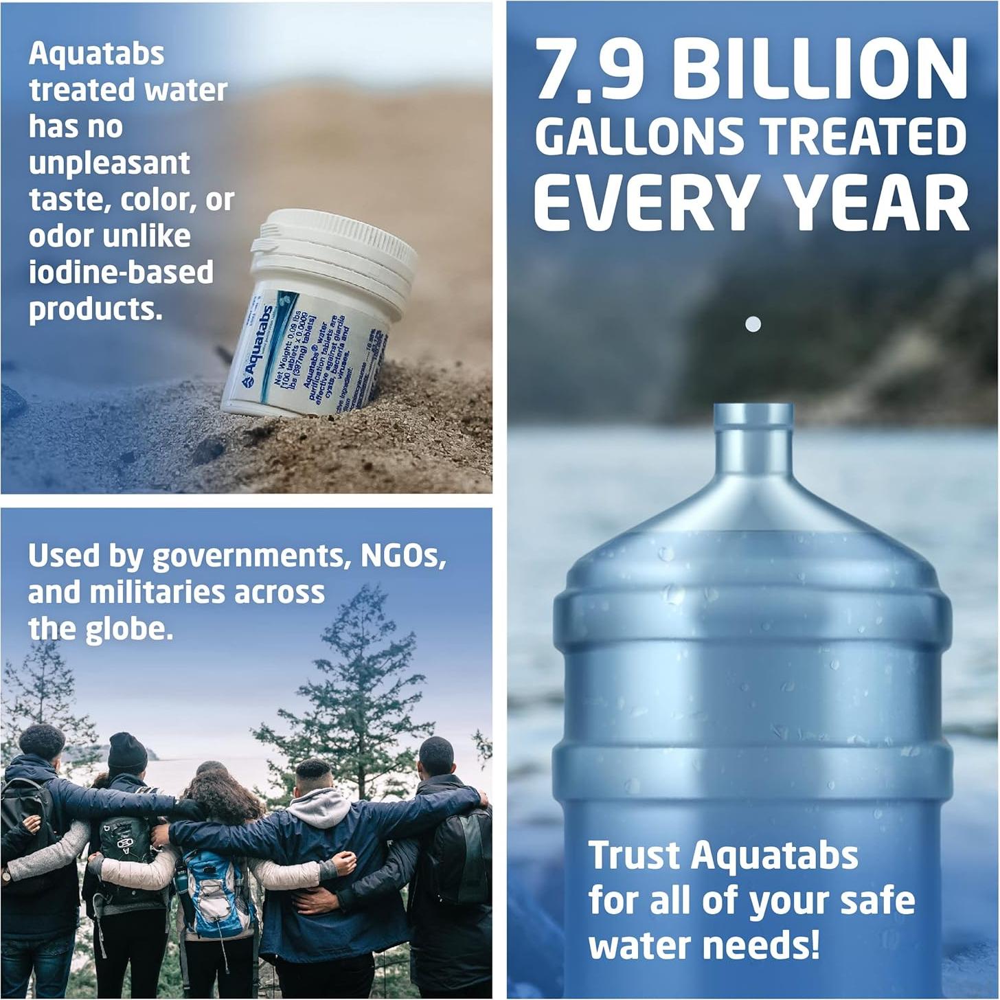 Tabletas Purificadoras de Agua Aquatabs 397mg - 100 Unidades