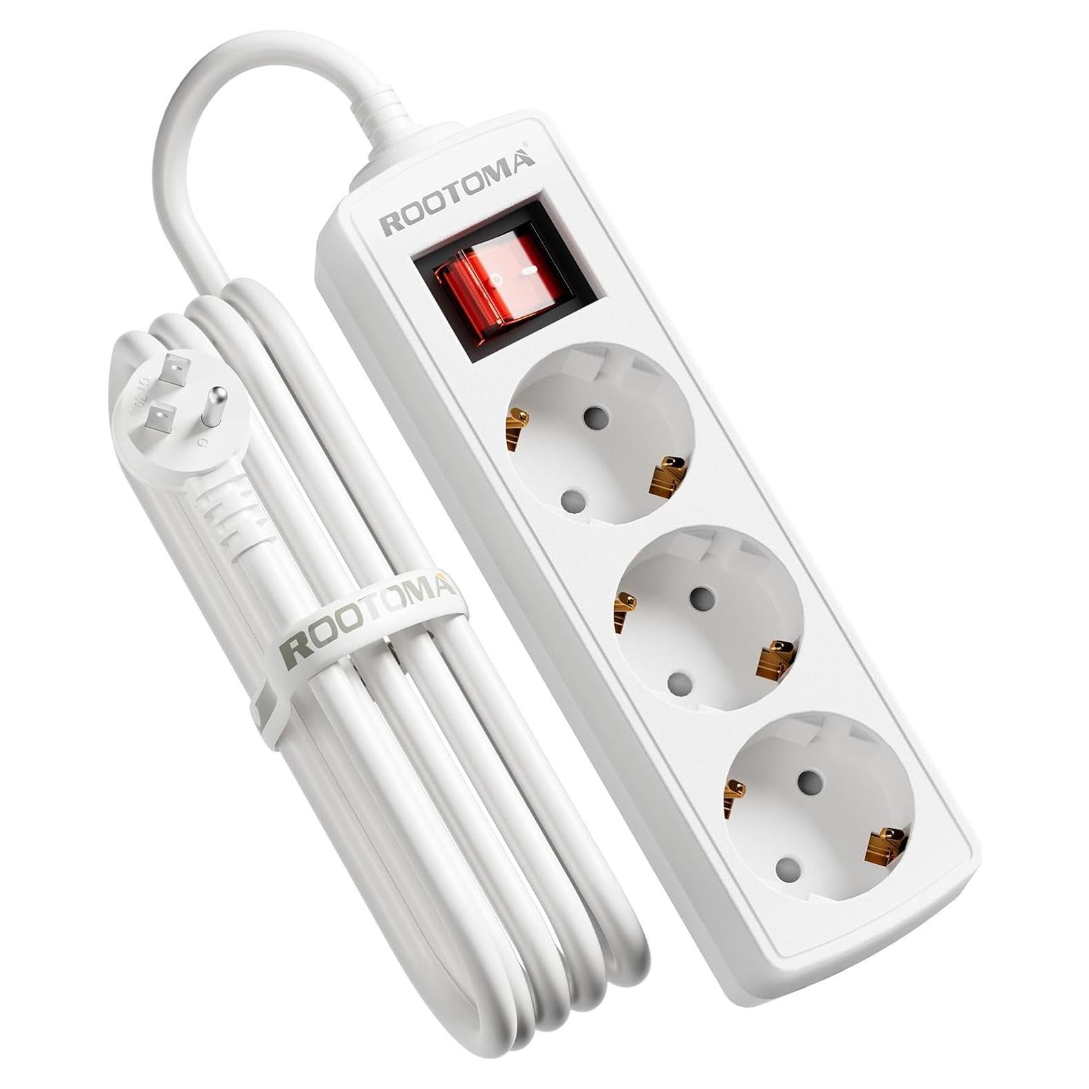 Adaptador de Enchufe de Europa a EE. UU. ROOTOMA 3 Salidas 13A