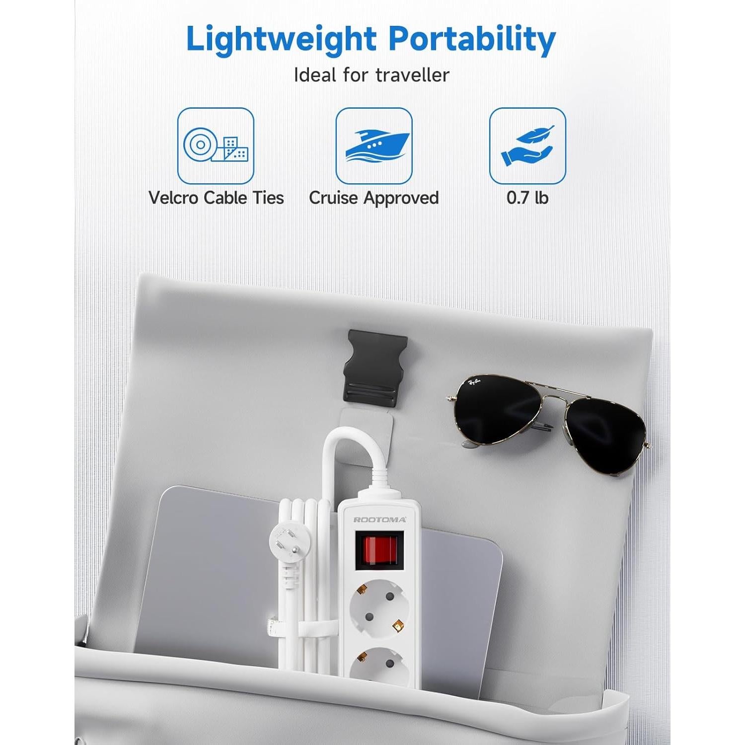 Adaptador de Enchufe de Europa a EE. UU. ROOTOMA 3 Salidas 13A