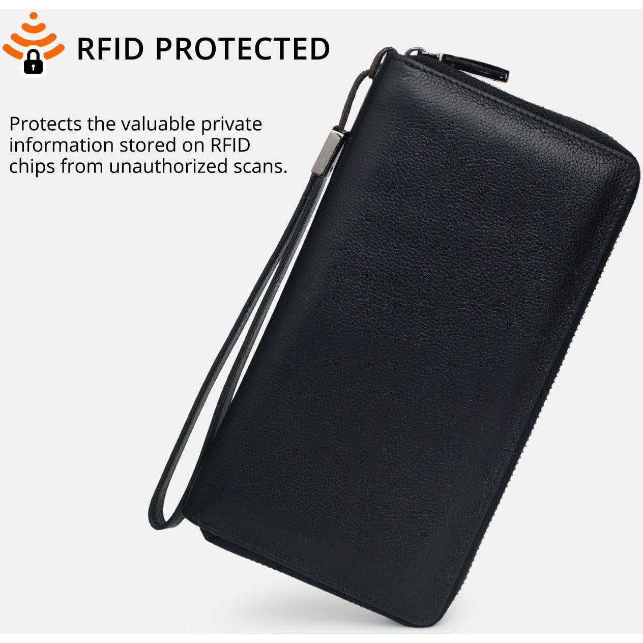 Cartera Bveyzi para Mujeres con Bloqueo RFID de Cuero Negro