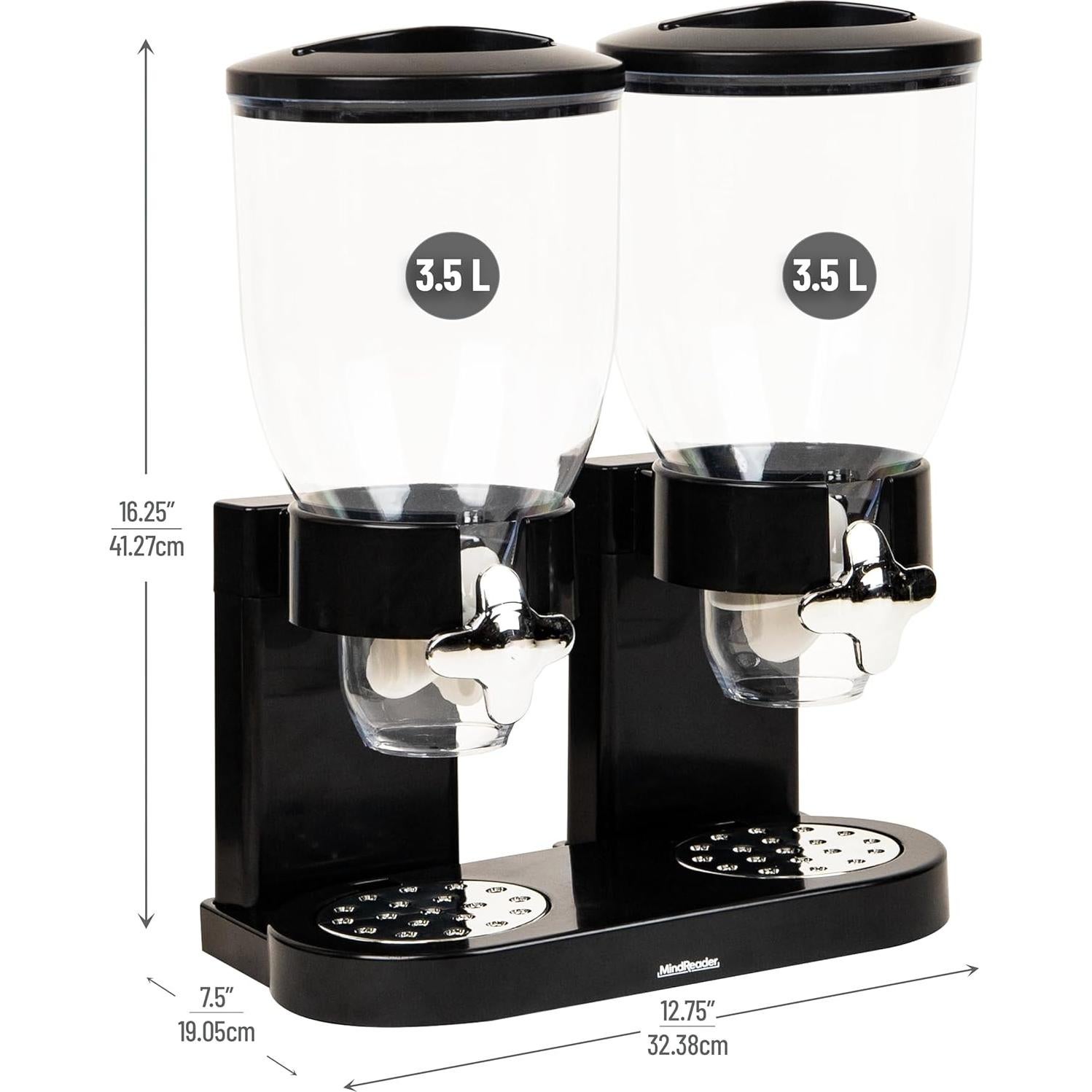 Dispensador de Cereal Doble Mind Reader 2 x 3.5L Negro