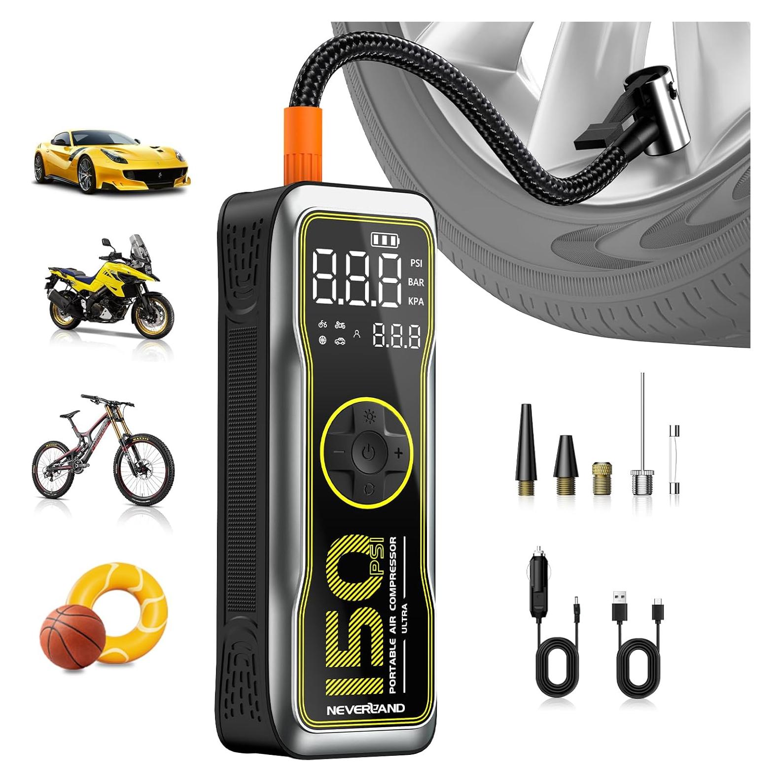 Compresor de Aire Portátil NEVERLAND 12V 16000mAh 150PSI