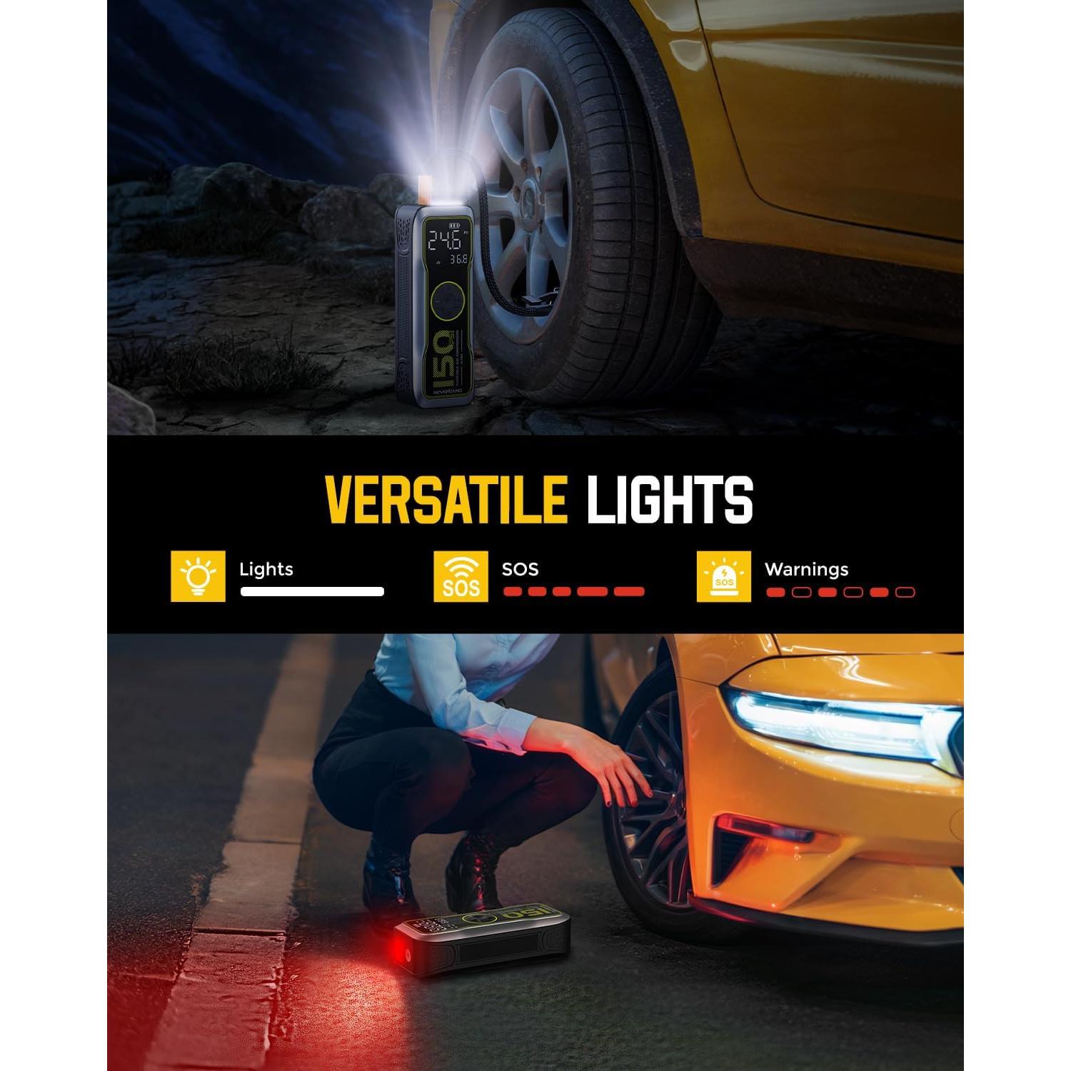 Compresor de Aire Portátil NEVERLAND 12V 16000mAh 150PSI