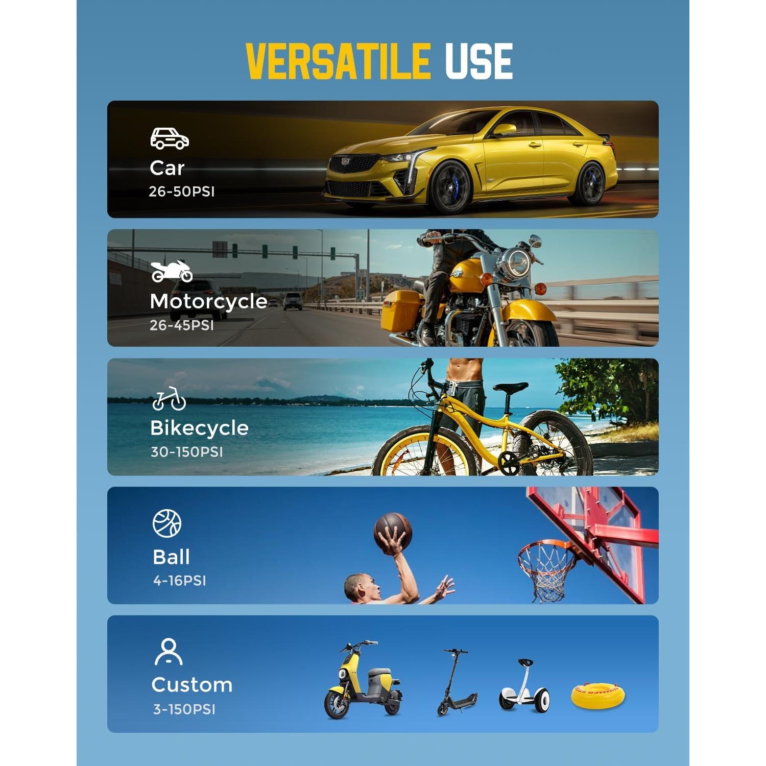 Compresor de Aire Portátil NEVERLAND 12V 16000mAh 150PSI