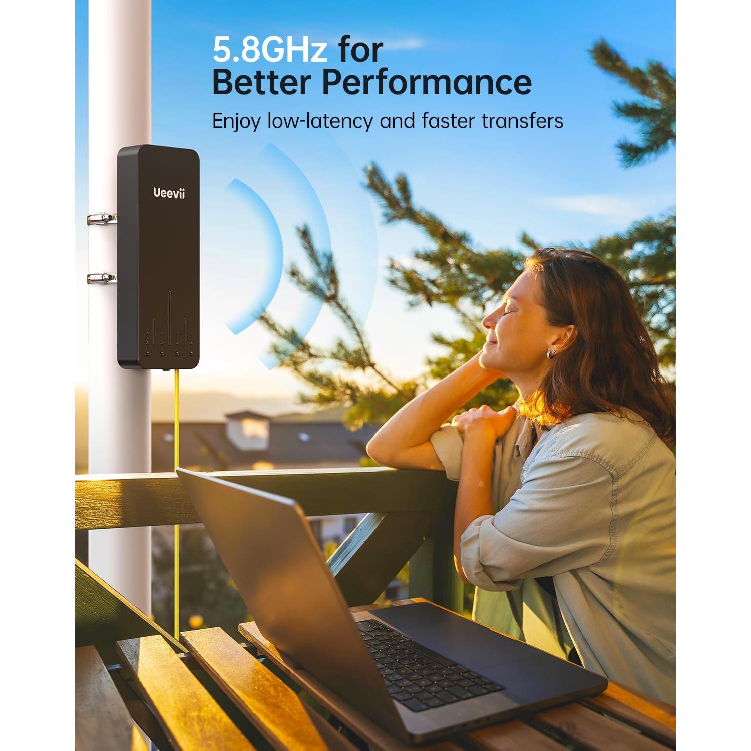 Puente Inalámbrico UeeVii CPE990 5.8GHz 5KM IP66 Negro