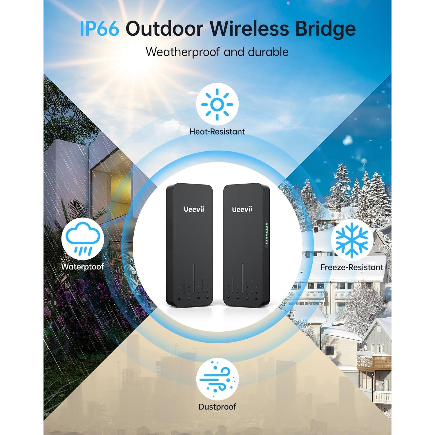 Puente Inalámbrico UeeVii CPE990 5.8GHz 5KM IP66 Negro