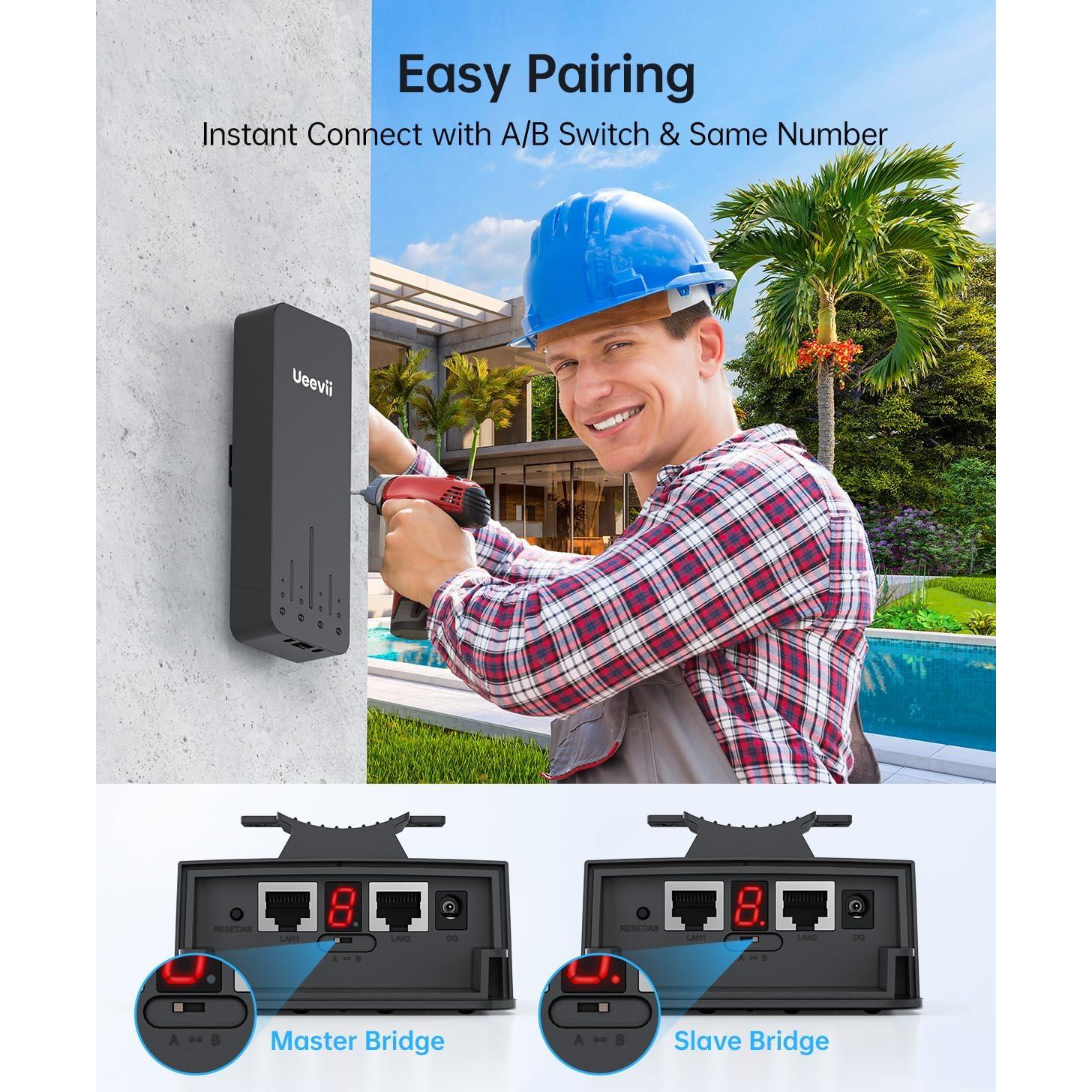 Puente Inalámbrico UeeVii CPE990 5.8GHz 5KM IP66 Negro