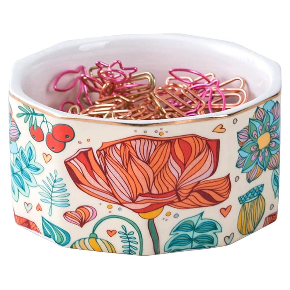 Soporte para Clips de Papel Cerámica YOSCO 10.9x5.8cm Modelo 01-Florecer