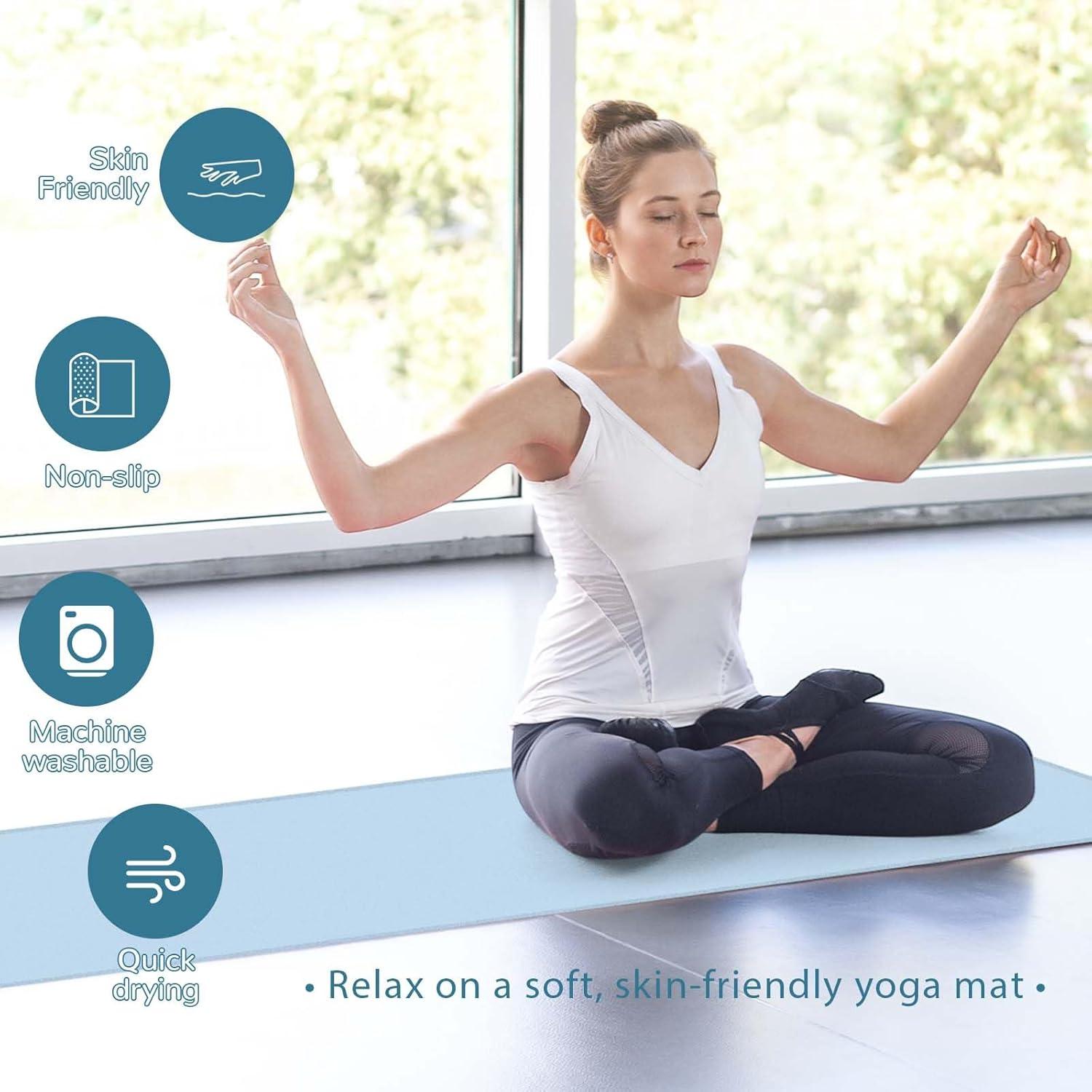 Toallas de Yoga Antideslizantes Peryiter 2 Pack 182x61cm Azul