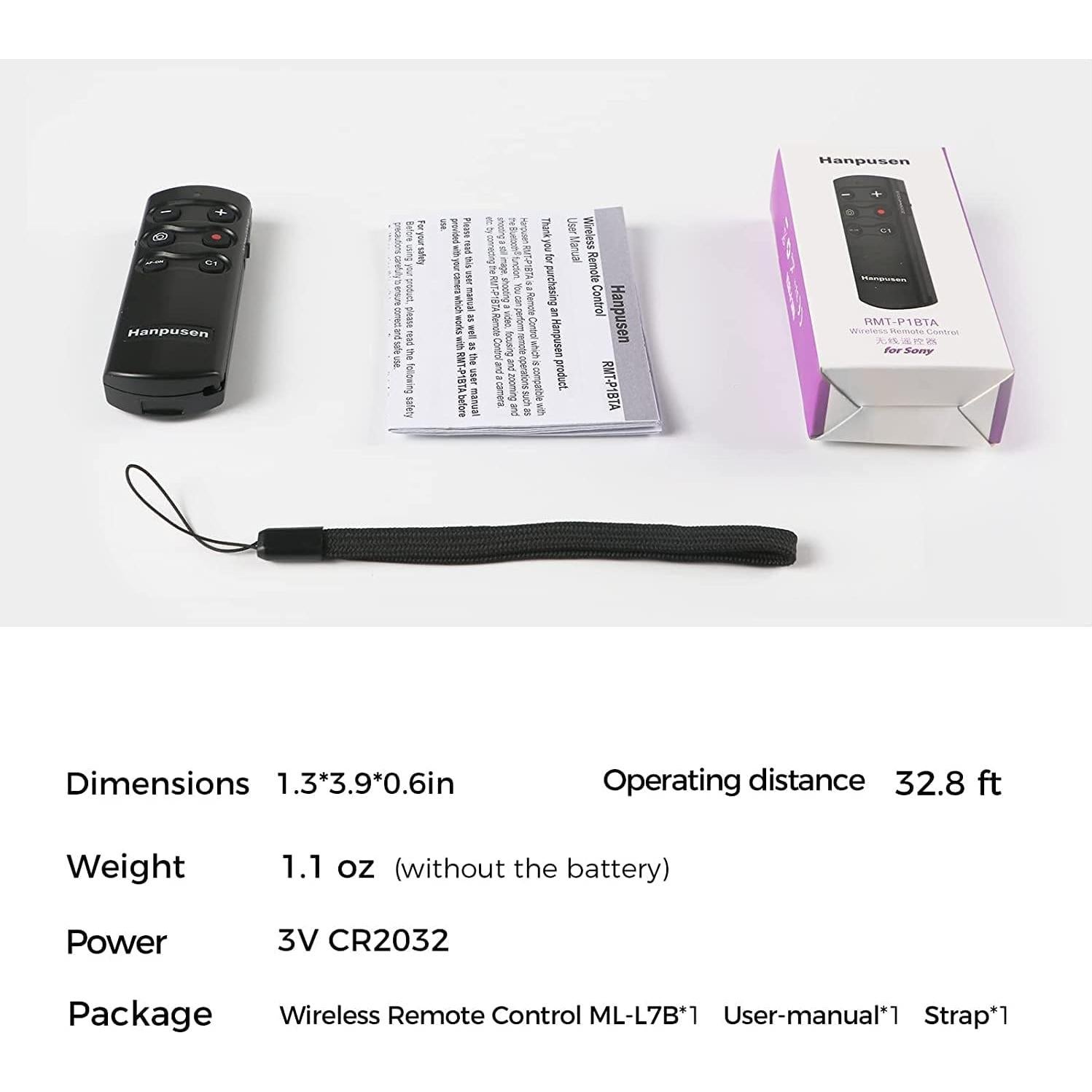 Control Remoto Inalámbrico Hanpusen RMT-P1BTA para Cámara Sony