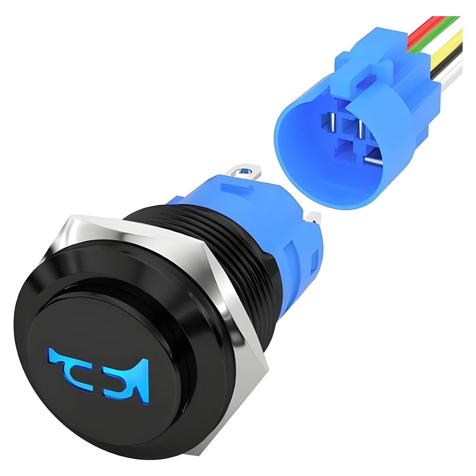 Interruptor de Botón Momentáneo FSTURIOS 16mm Azul 12V