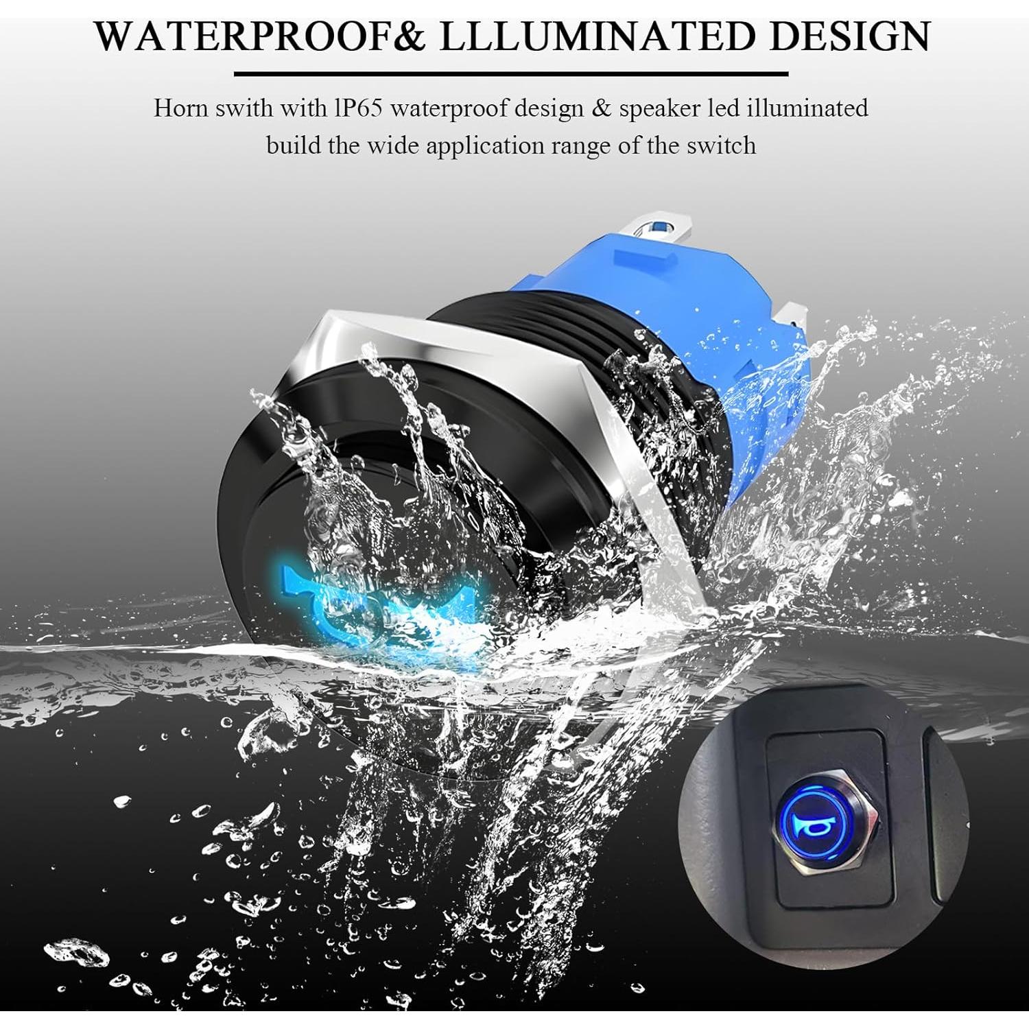 Interruptor de Botón Momentáneo FSTURIOS 16mm Azul 12V