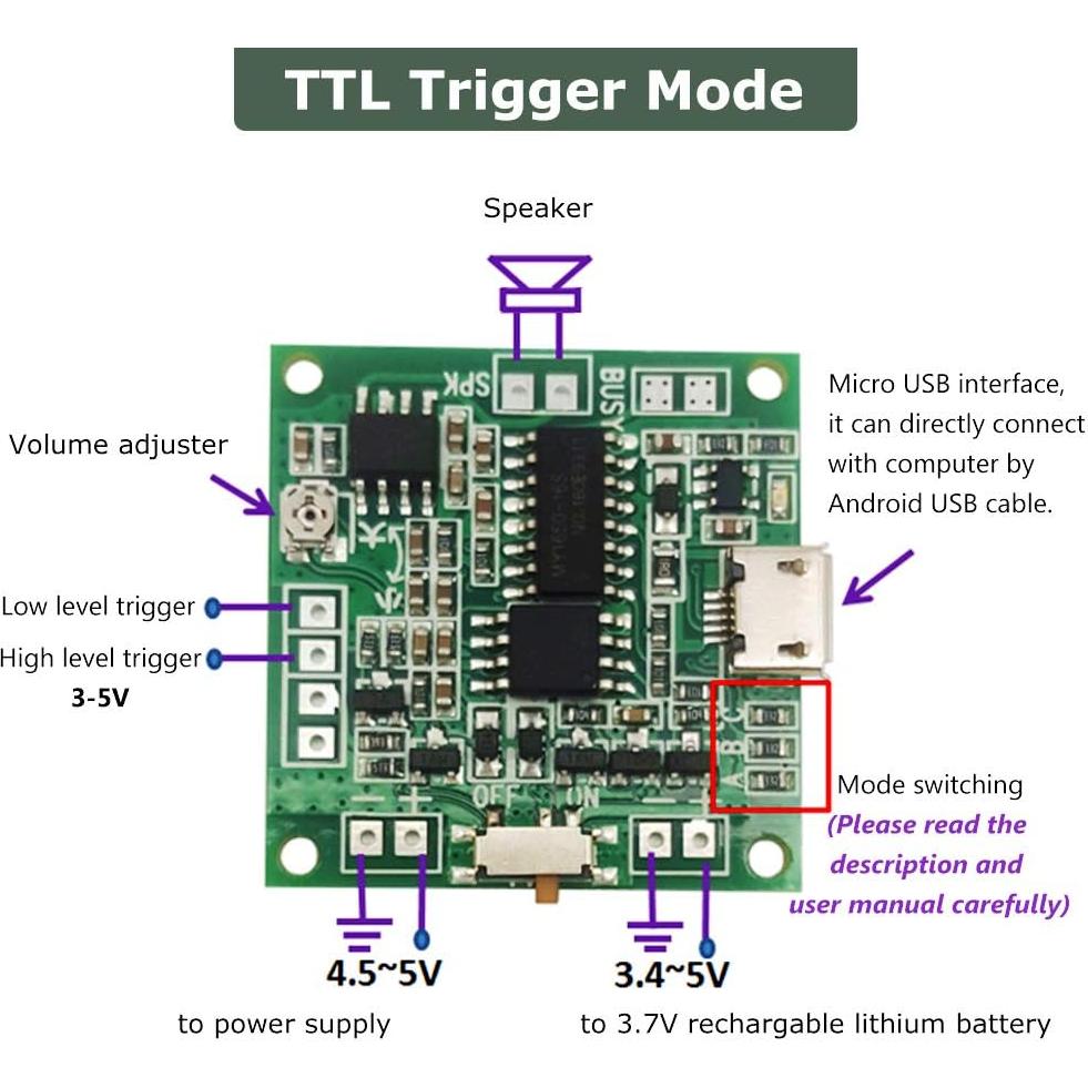 Módulo de Sonido ICStation 8M MP3 Programable Control Botón