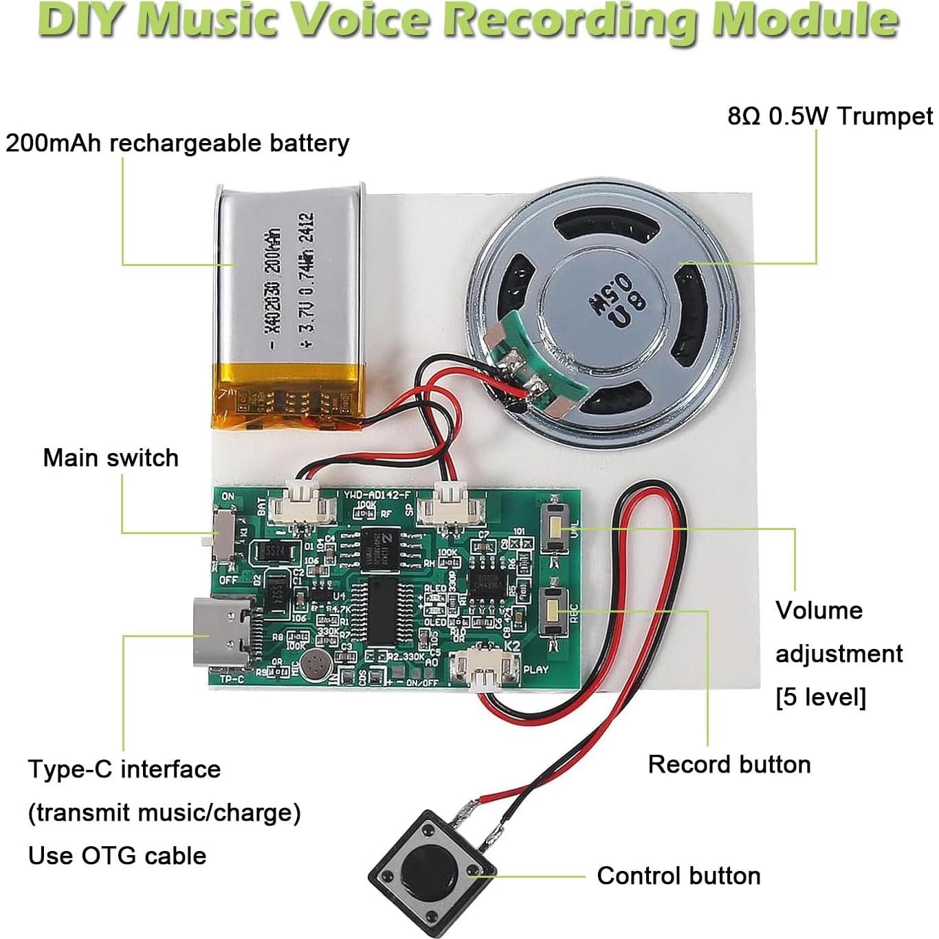 Módulo Grabador de Sonido 16MB ALMOCN con Altavoz DIY