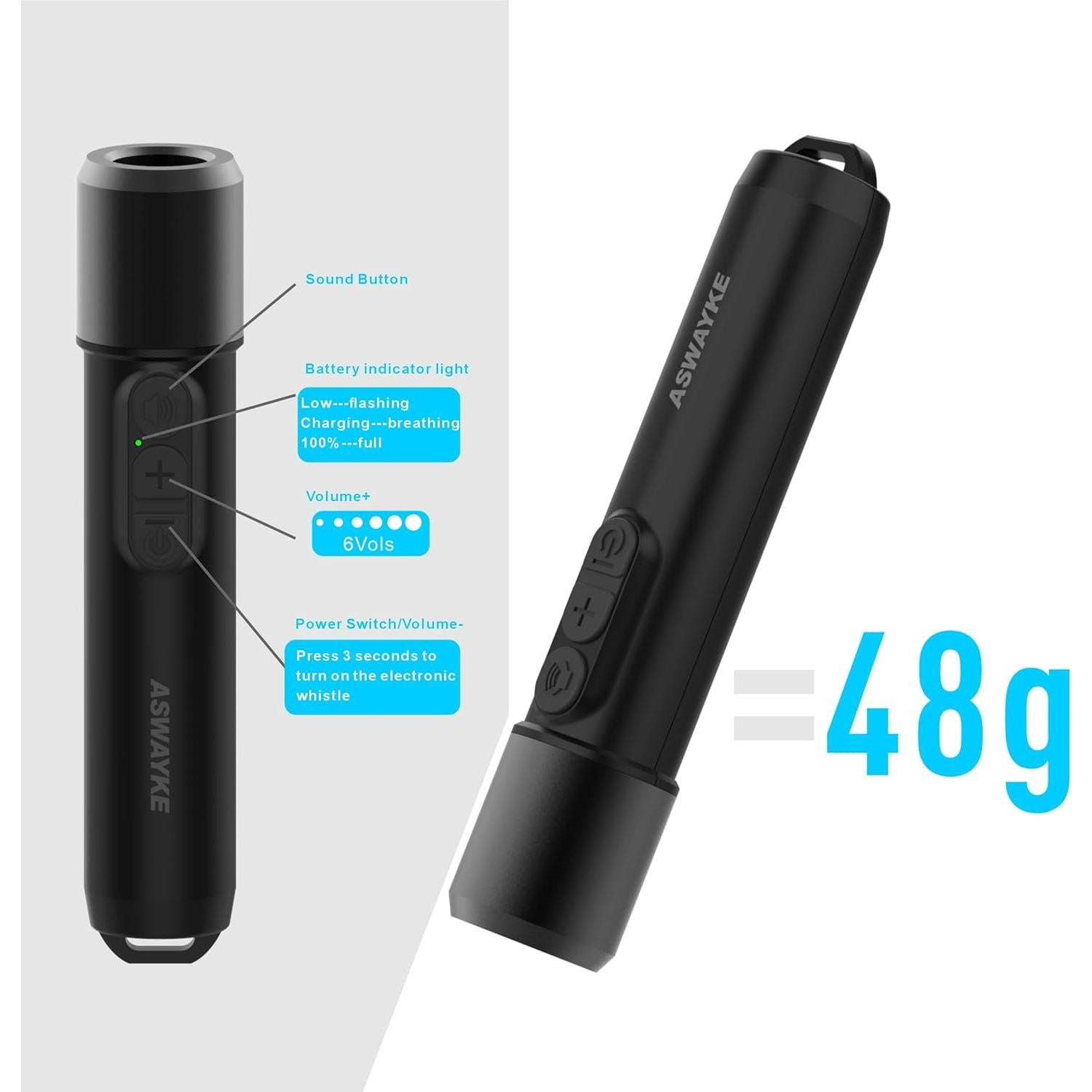 Silbato Electrónico Recargable ASWAYKE K6 125dB 3 Modos