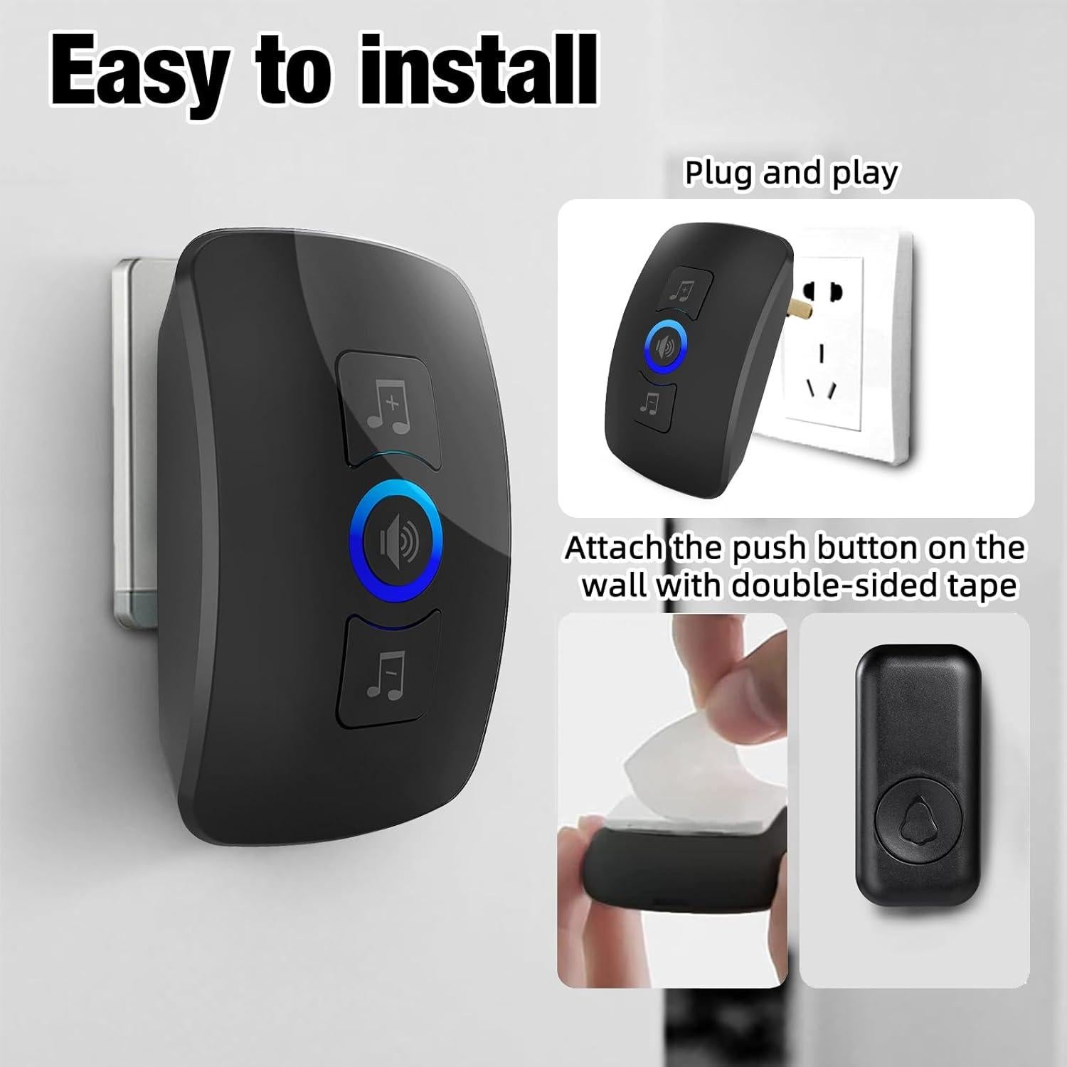 Timbre Inalámbrico Douevo IP55, 60 Melodías, 1000 pies