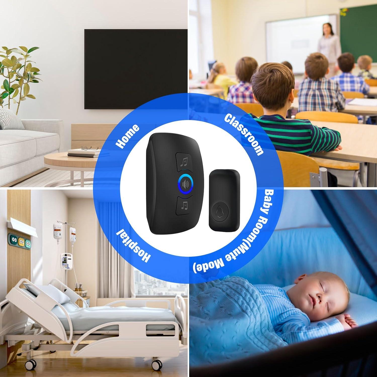 Timbre Inalámbrico Douevo IP55, 60 Melodías, 1000 pies