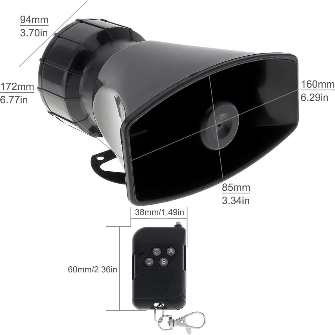 Sirena de Coche ePathChina 12V 100W 7 Tonos Control Remoto