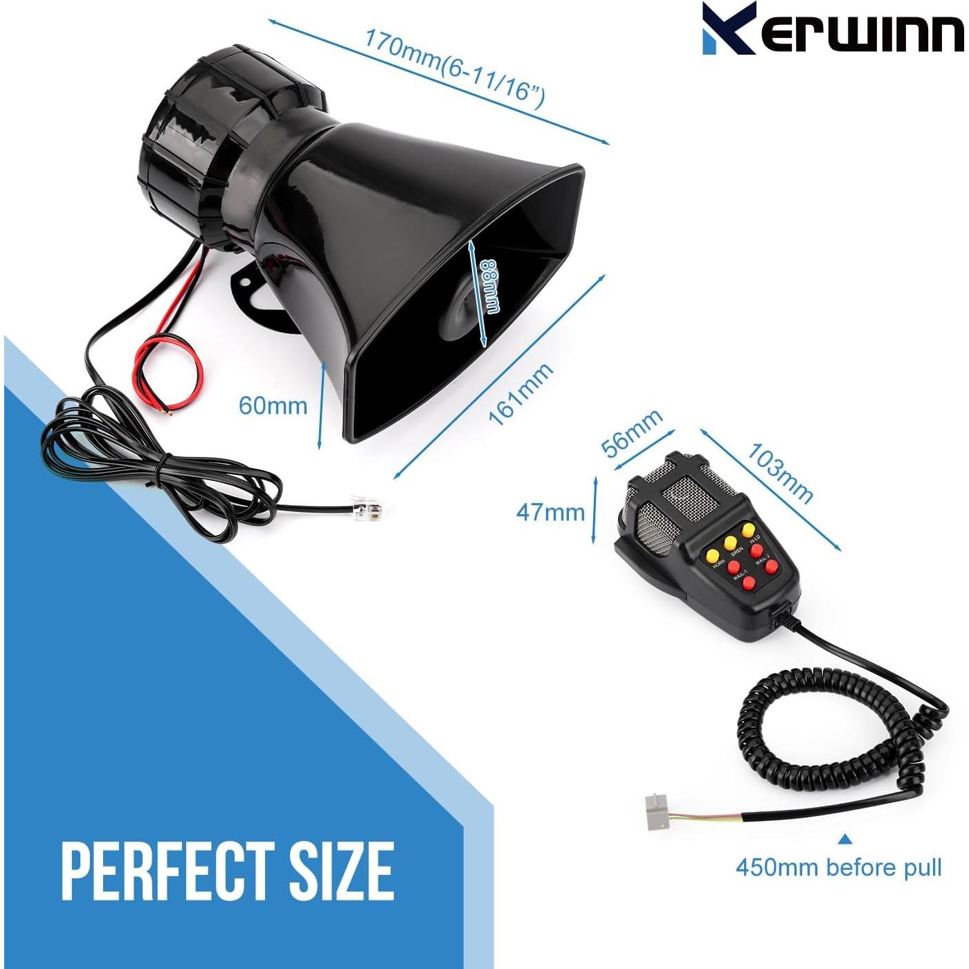 Sirena de Coche Kerwinn HORN-7TONE-MIC 120dB 12V