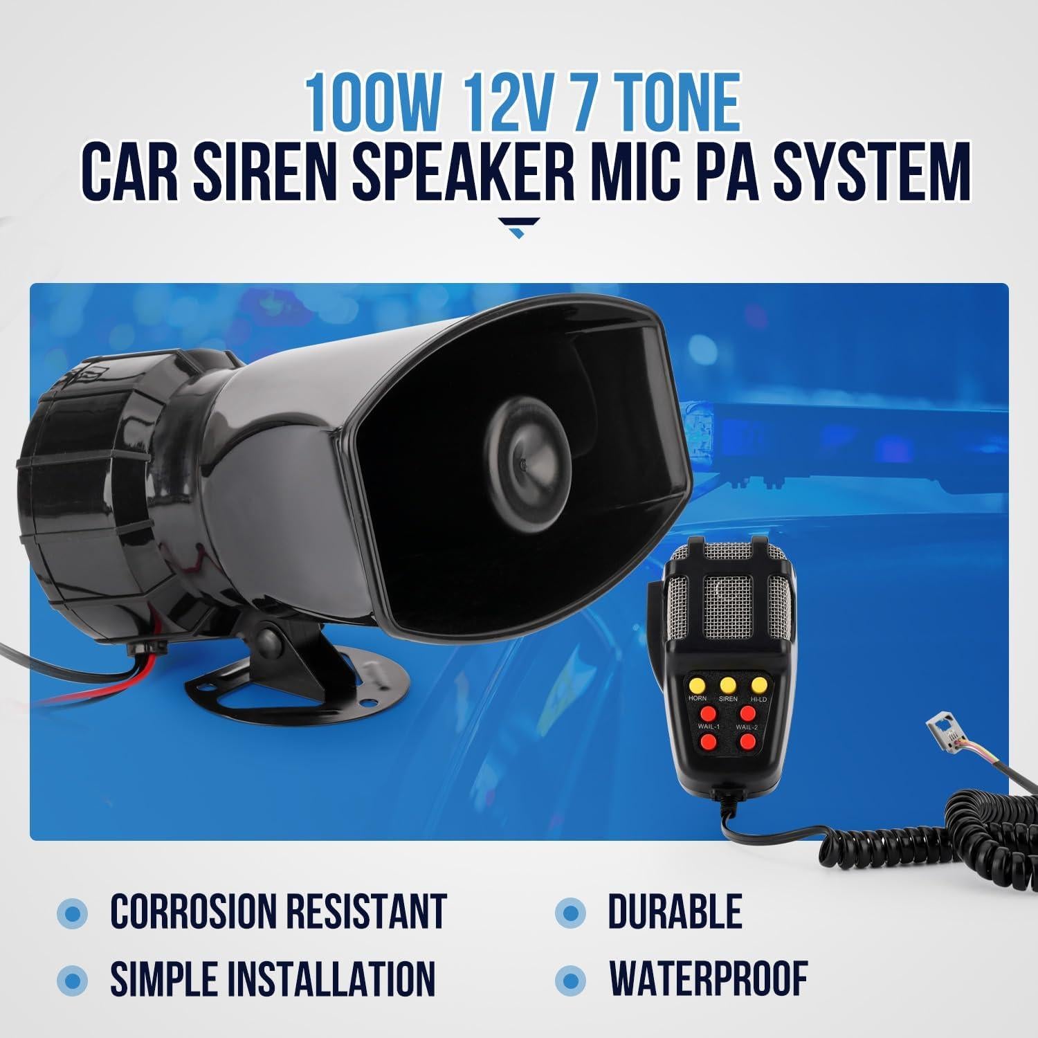 Sirena de Coche Kerwinn HORN-7TONE-MIC 120dB 12V